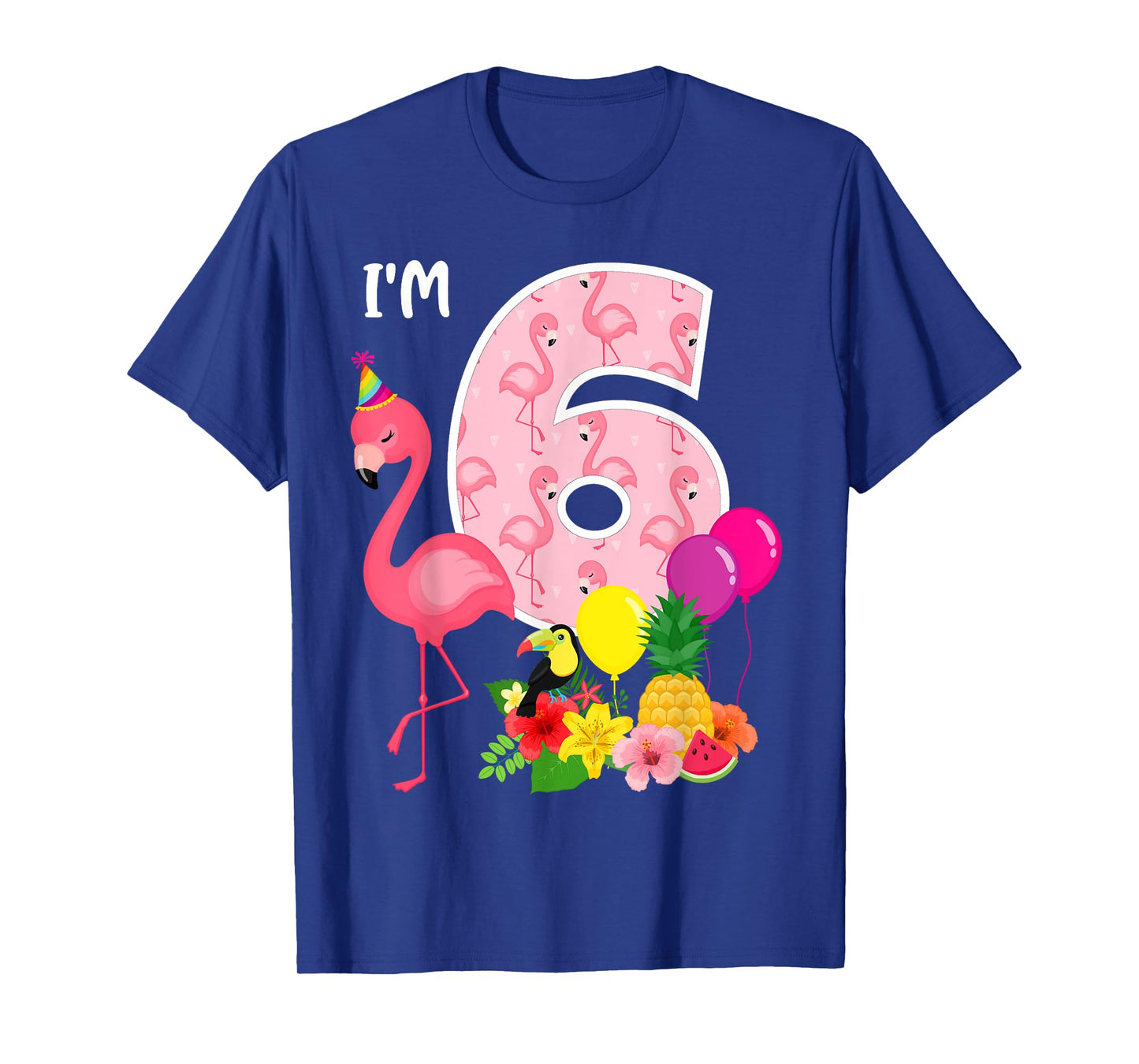 Flamingo Birthday I'm 6 Tropical Flamingo Theme 6th Birthday T-Shirt