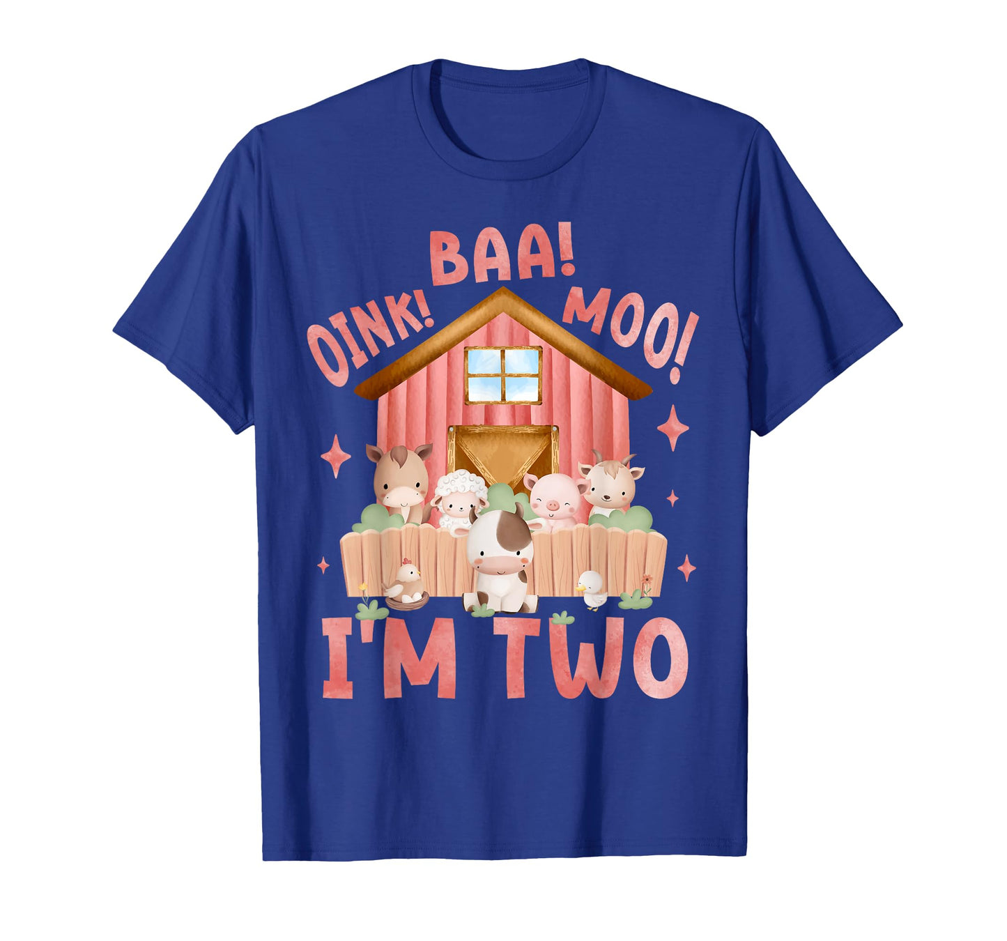 Oink Baa Moo I'm 2 Farm Theme Birthday 2 Yrs Old Girl T-Shirt