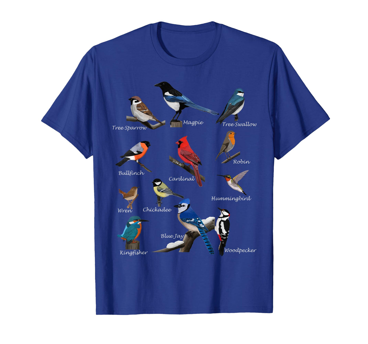 Garden Birds Cardinal Blue Jay Hummingbird Robin Wren Finch T-Shirt