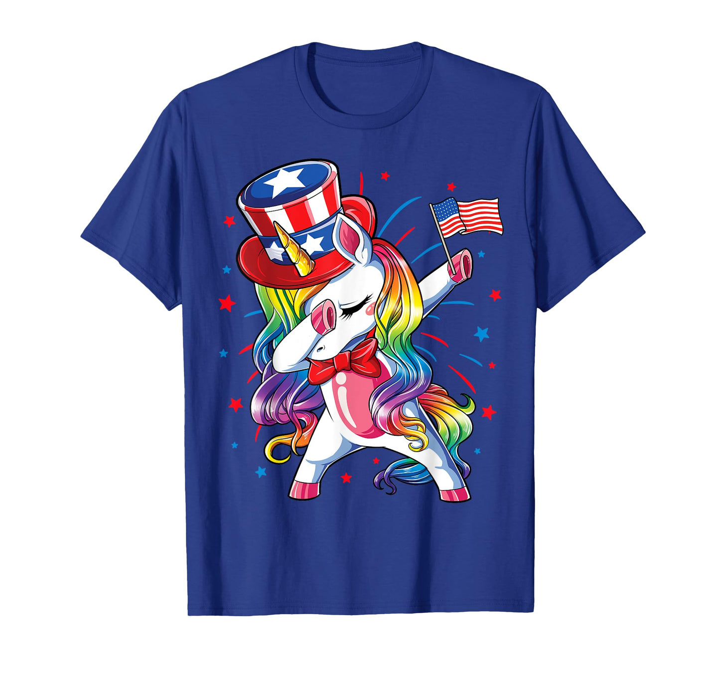 Dabbing Unicorn 4 July Uncle Sam Girls American T-Shirt