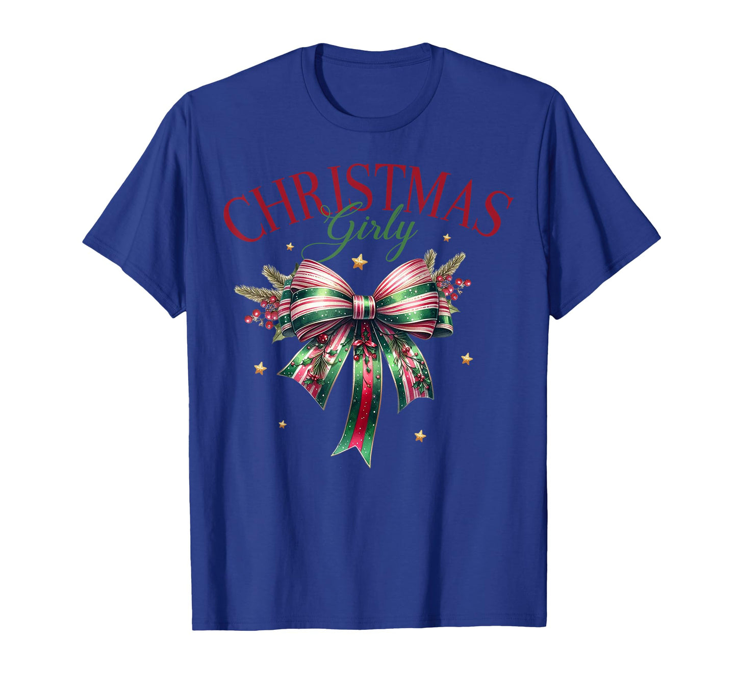 Christmas Girly Family Santa Christmas Bow for Women Girls T-Shirt