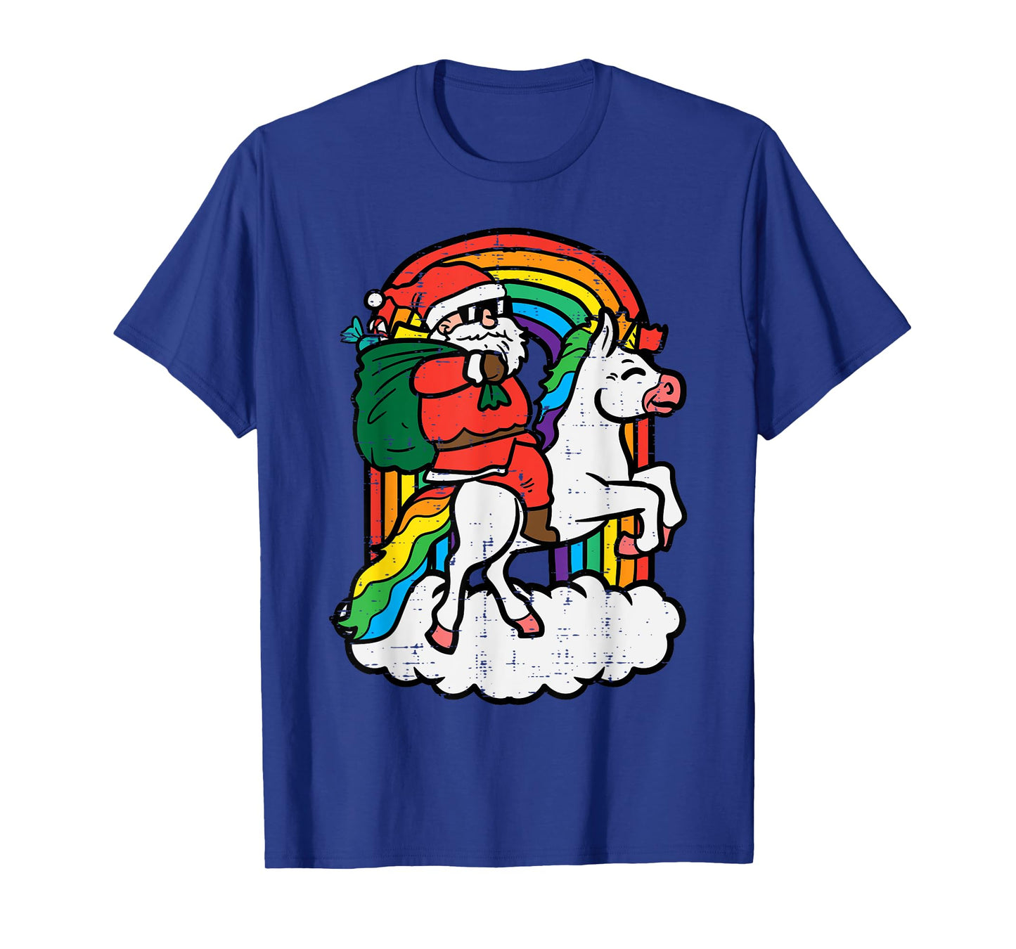 Santa On Unicorn Rainbow Christmas Xmas Toddler Girls Kids T-Shirt