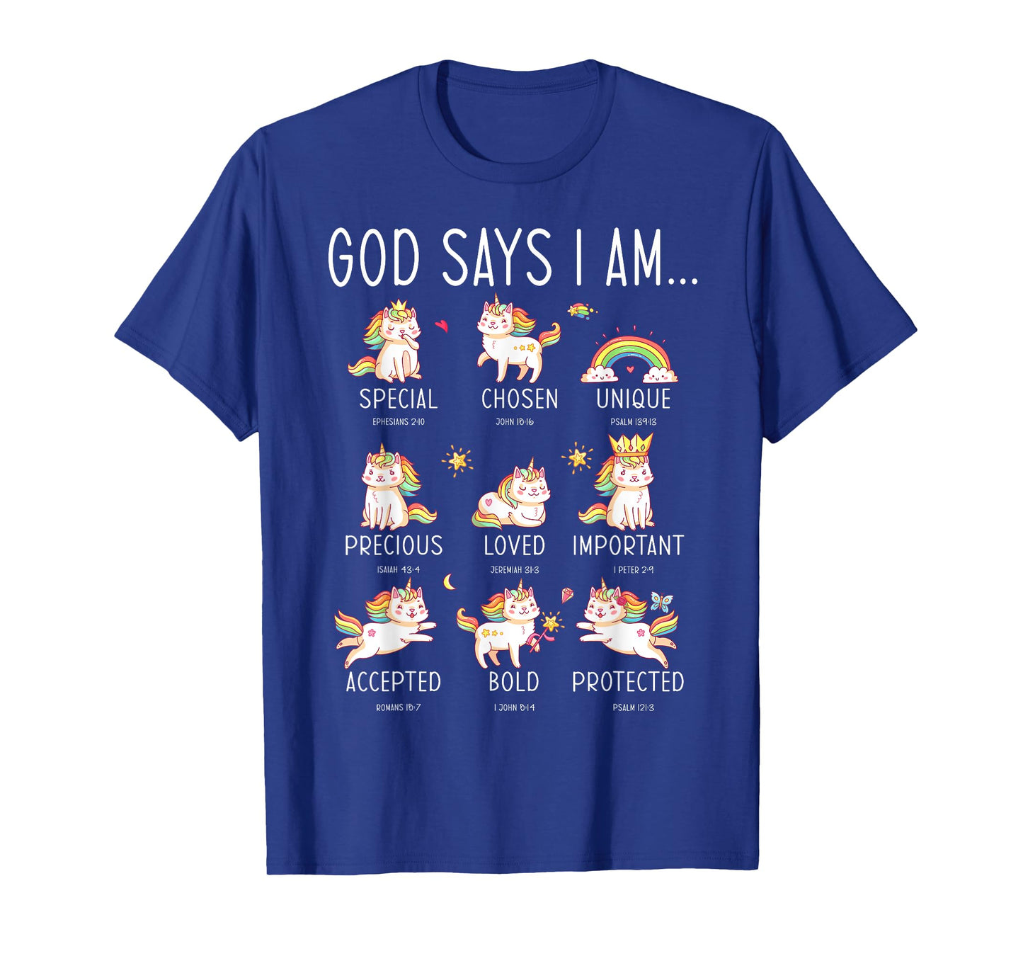 God says I Am Christian Jesus Bible Verse Unicorn girls T-Shirt