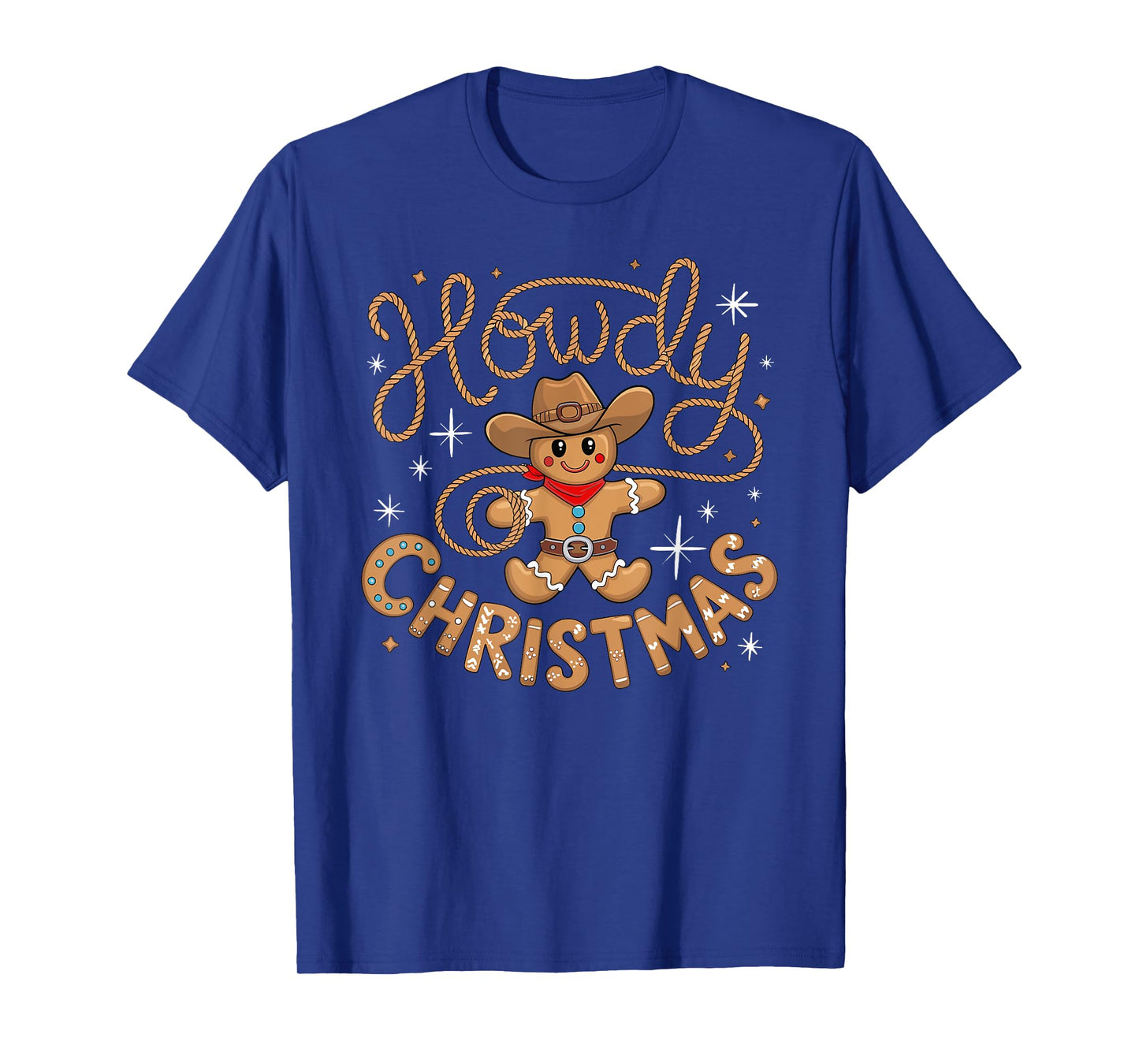 Gingerbread Man Cowboy Hat Western X-mas Howdy Christmas Gingerbread Cowboy Rodeo Lasso Western T-Shirt