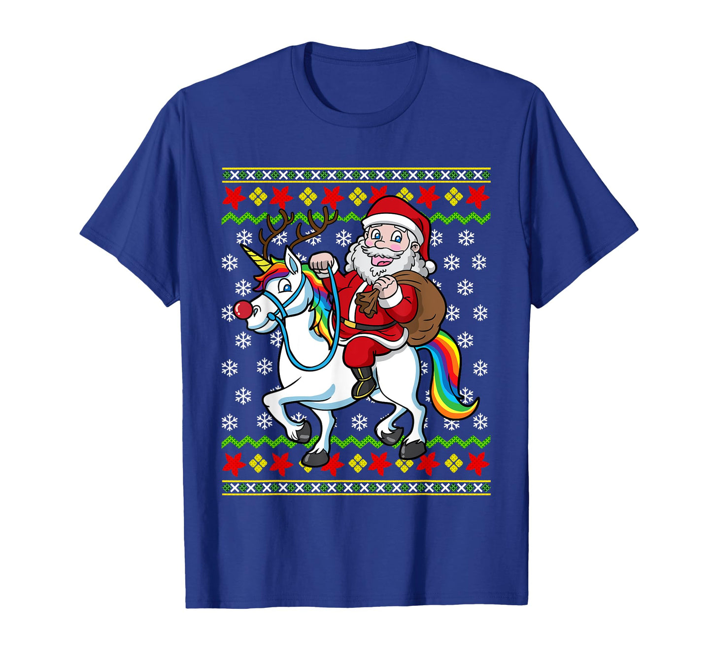 Santa Claus On Unicorn Ugly Christmas Holiday Kids Girls T-Shirt