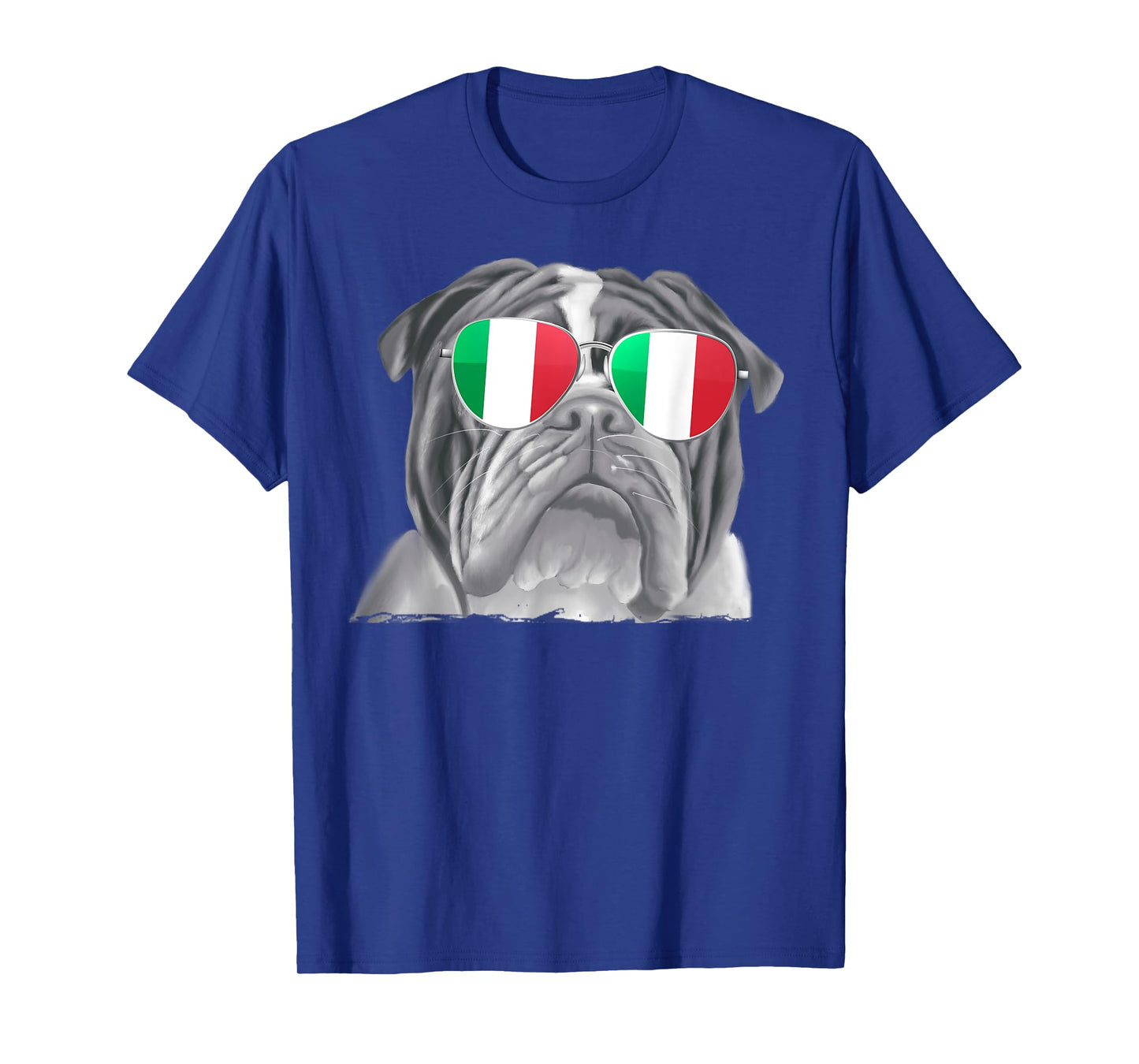 Bulldog Dog Italy Flag Sunglasses T-Shirt