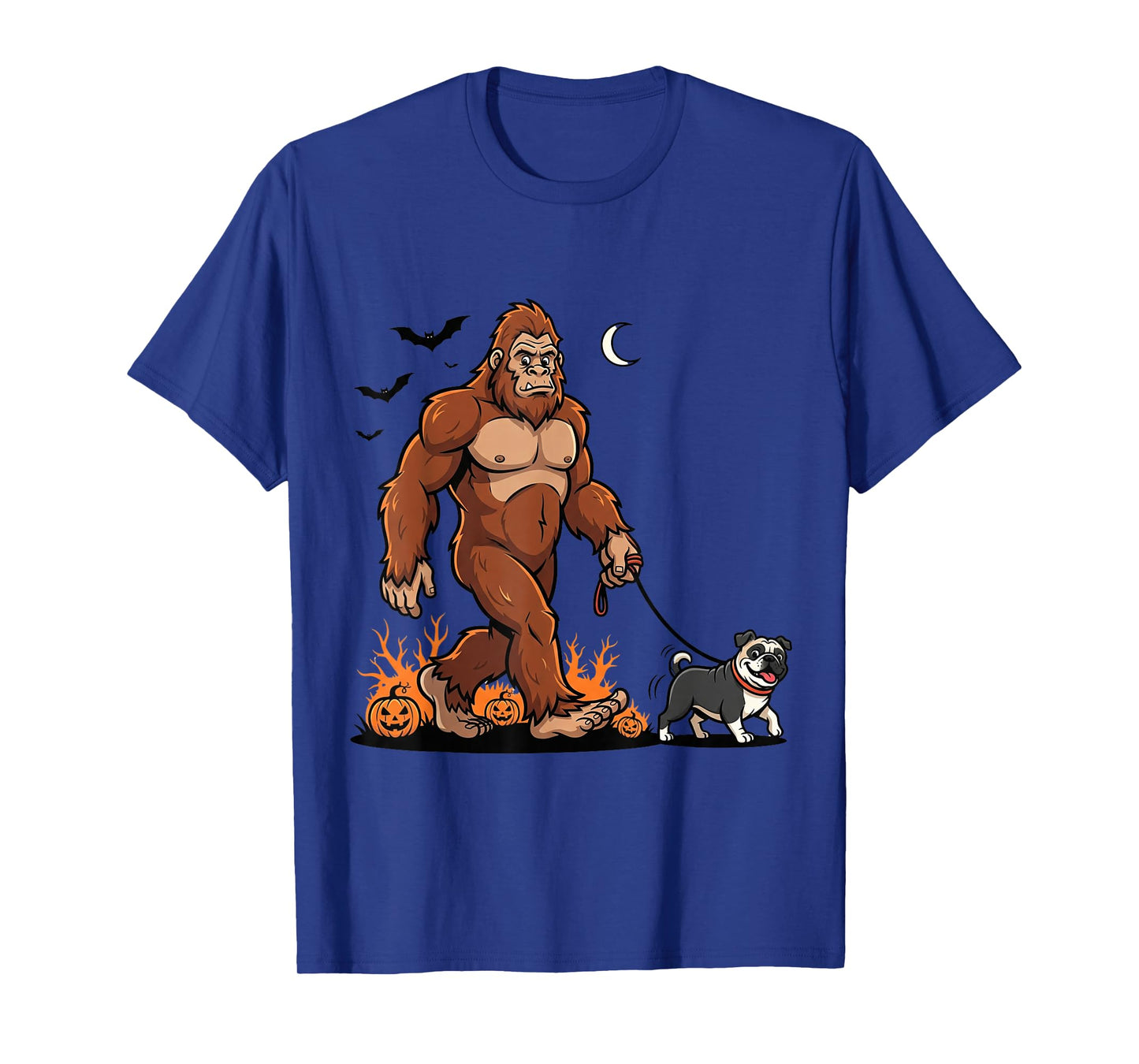 Bigfoot Walking Pug Halloween Dog Sasquatch Funny Costume T-Shirt