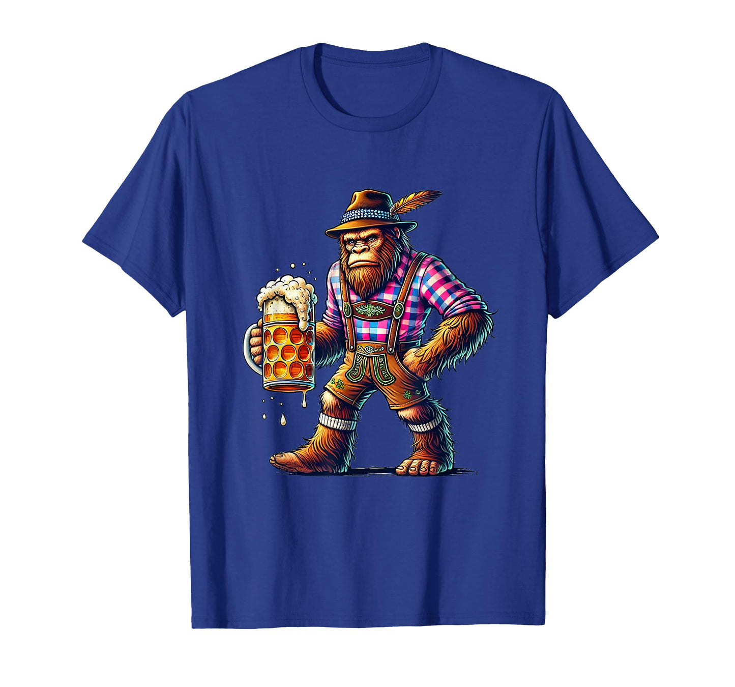 German Bigfoot Sasquatch Lederhose Funny Oktoberfest 2025 T-Shirt