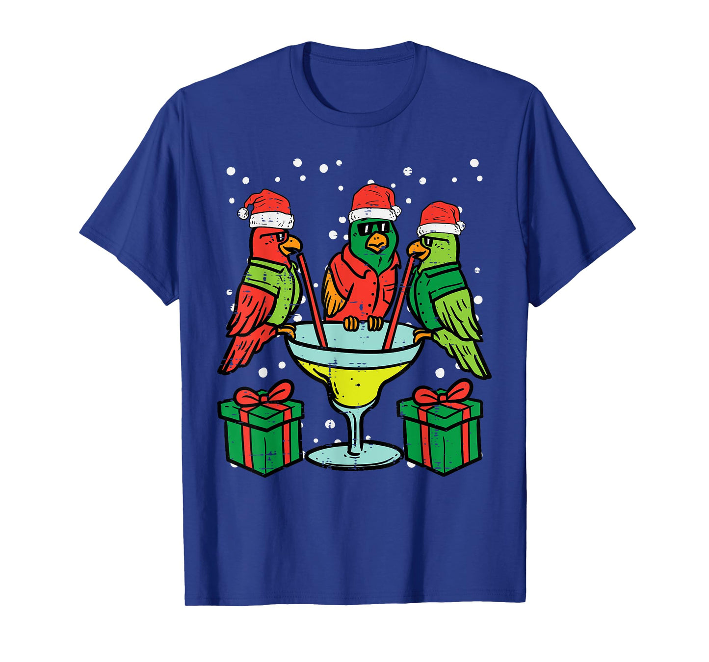 Christmas Parrots Santa Funny Xmas Bird Vacation Men Women T-Shirt