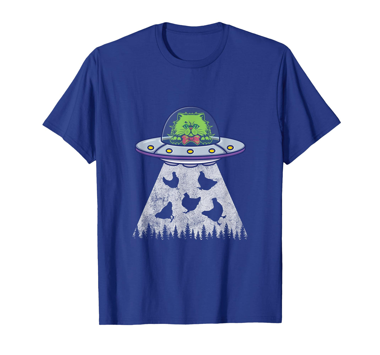 Cat Abduction Chicken Funny UFO Alien Lover Vintage Distress T-Shirt