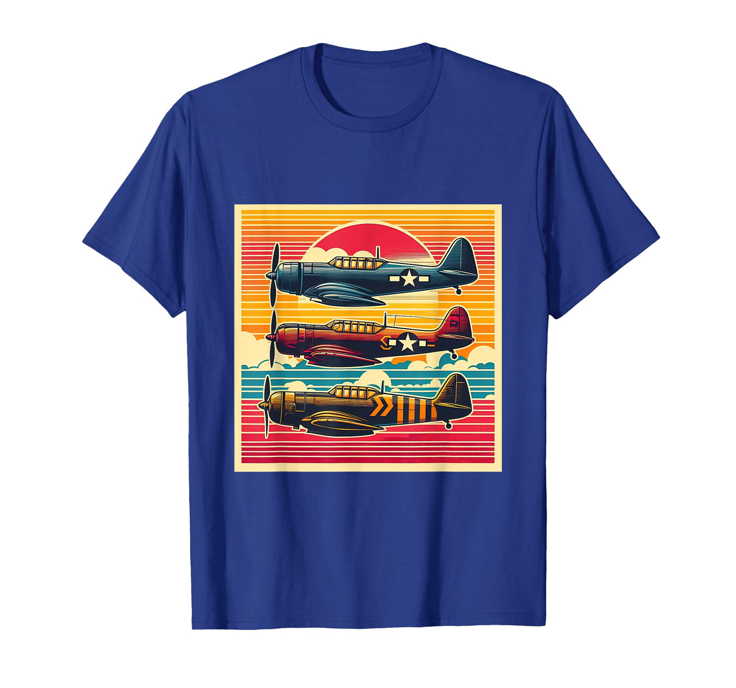 Vintage Airplanes WW2 Warbirds Sunset Retro Aviation T-Shirt