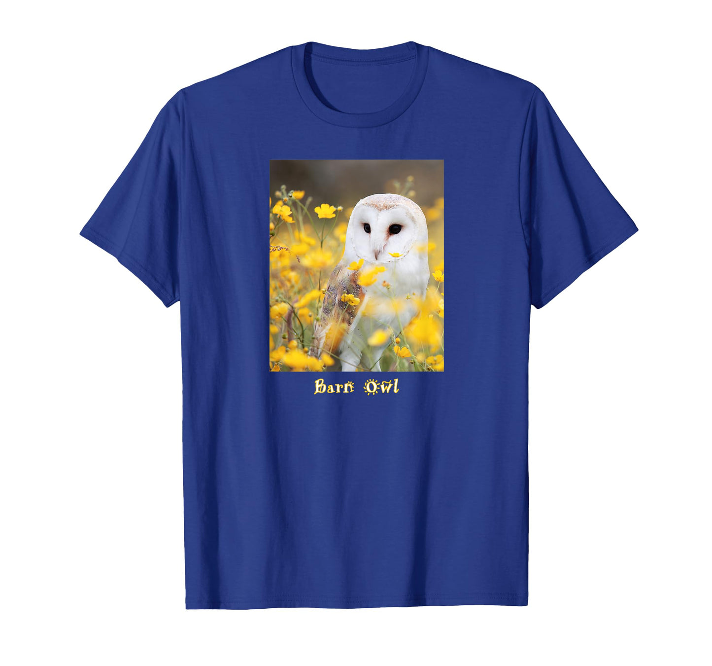 Barn Owl In Field Of Bright Yellow Flowers T-shirt
