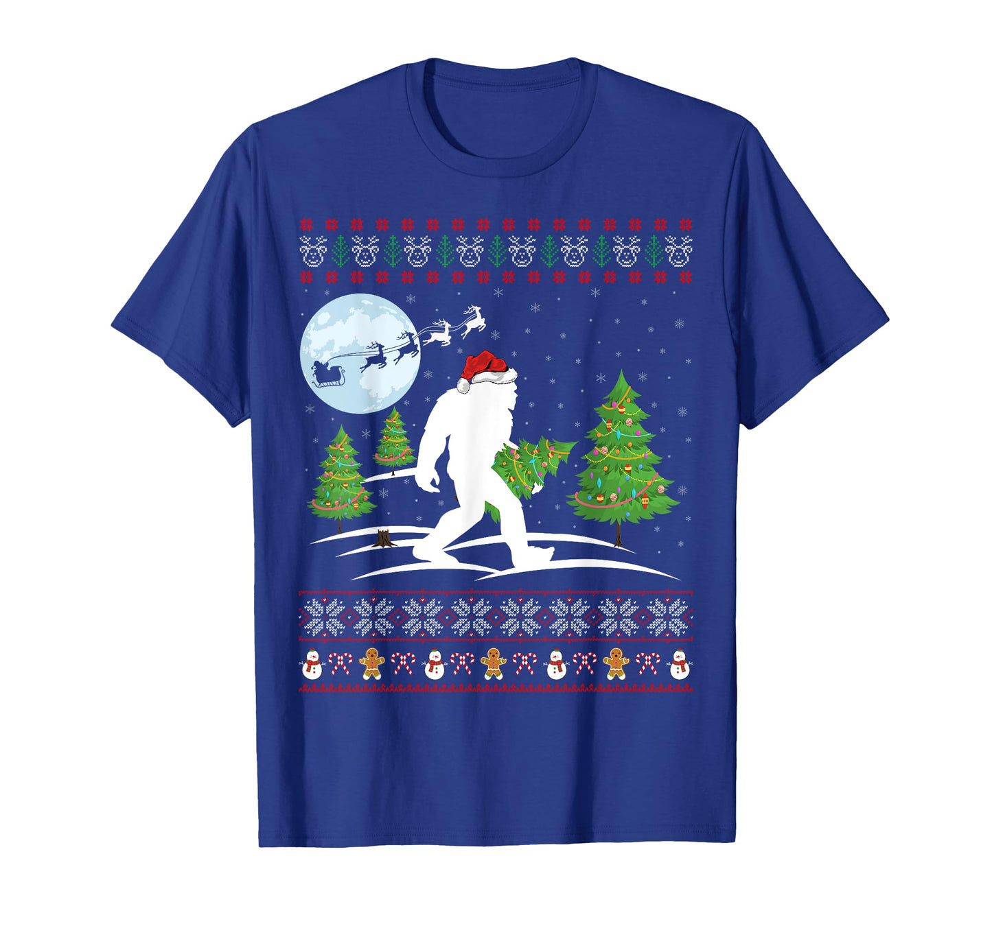 Funny Bigfoot Xmas Gift Santa Hat Ugly Bigfoot Christmas T-Shirt