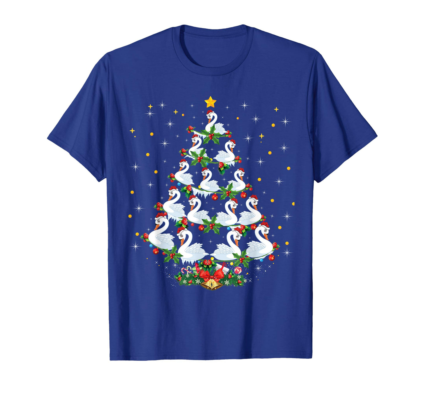 Funny Swans Bird Lover Xmas Gift Swans Christmas Tree T-Shirt