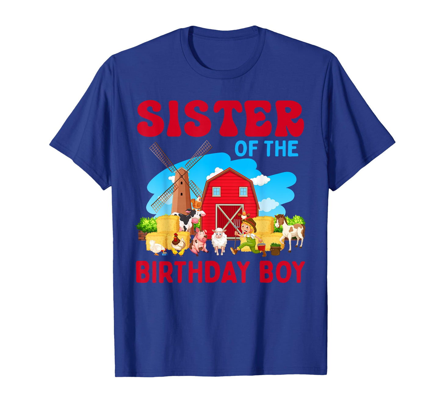 Sister Of The Birthday Boy Farm Farmer Theme T-Shirt