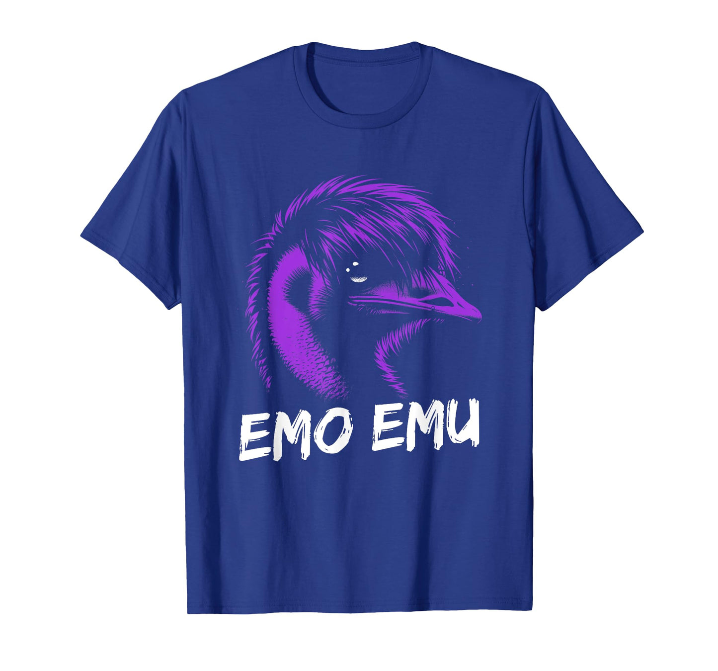 Funny Emo Emu - Vintage Emu Running Bird T-Shirt - Unisex-Adults/Kids - Black - Small - Short Sleeve - Cotton Blend - Crew Neck - Retro - Bird-Print
