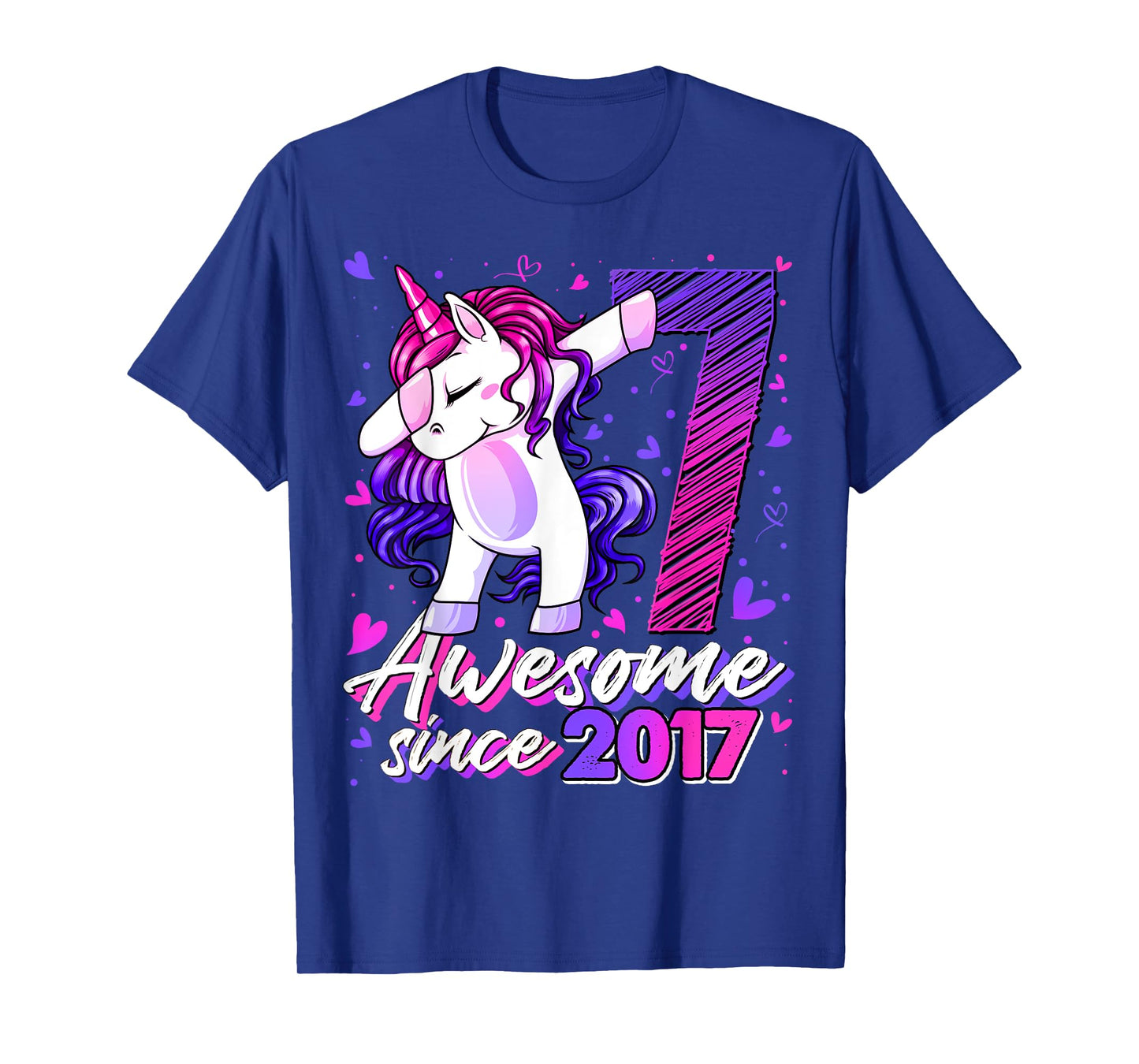 7 Years Old Flossing Unicorn Gifts 7th Birthday Girl Party T-Shirt