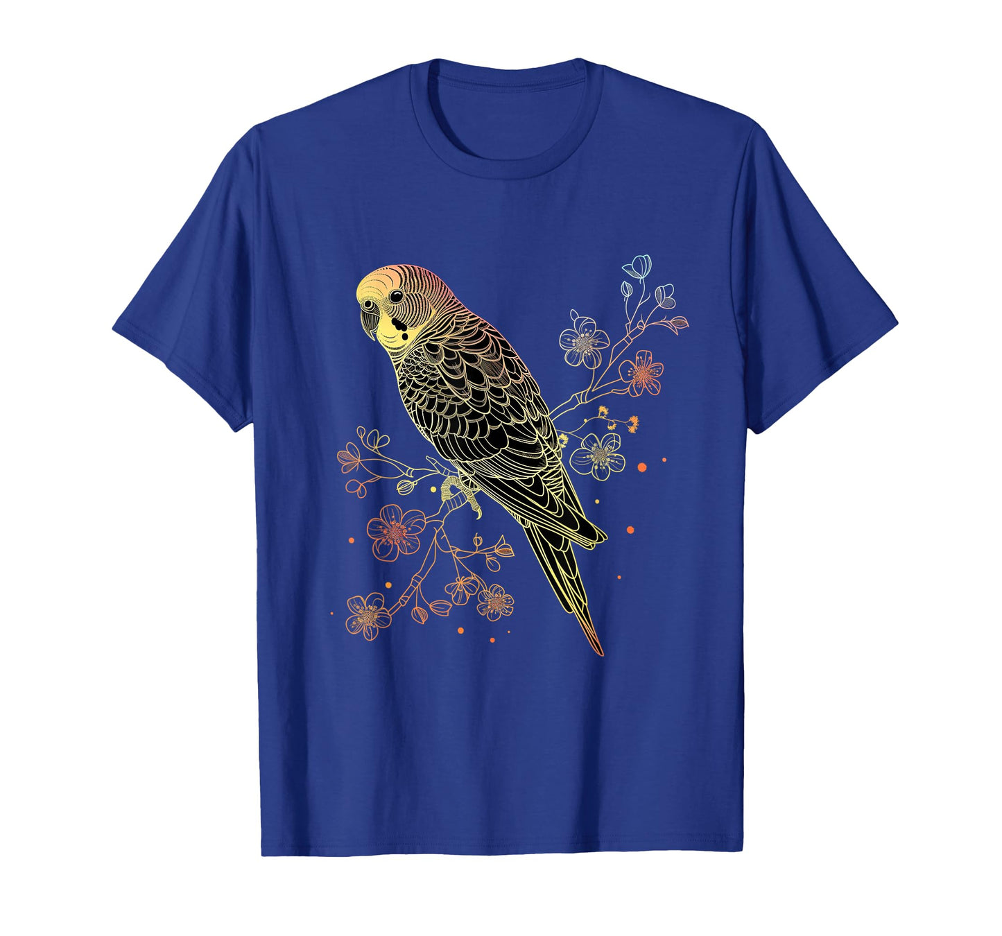 Budgie Parakeet Bird Mom Budgerigar Parrot Vintage Flower T-Shirt