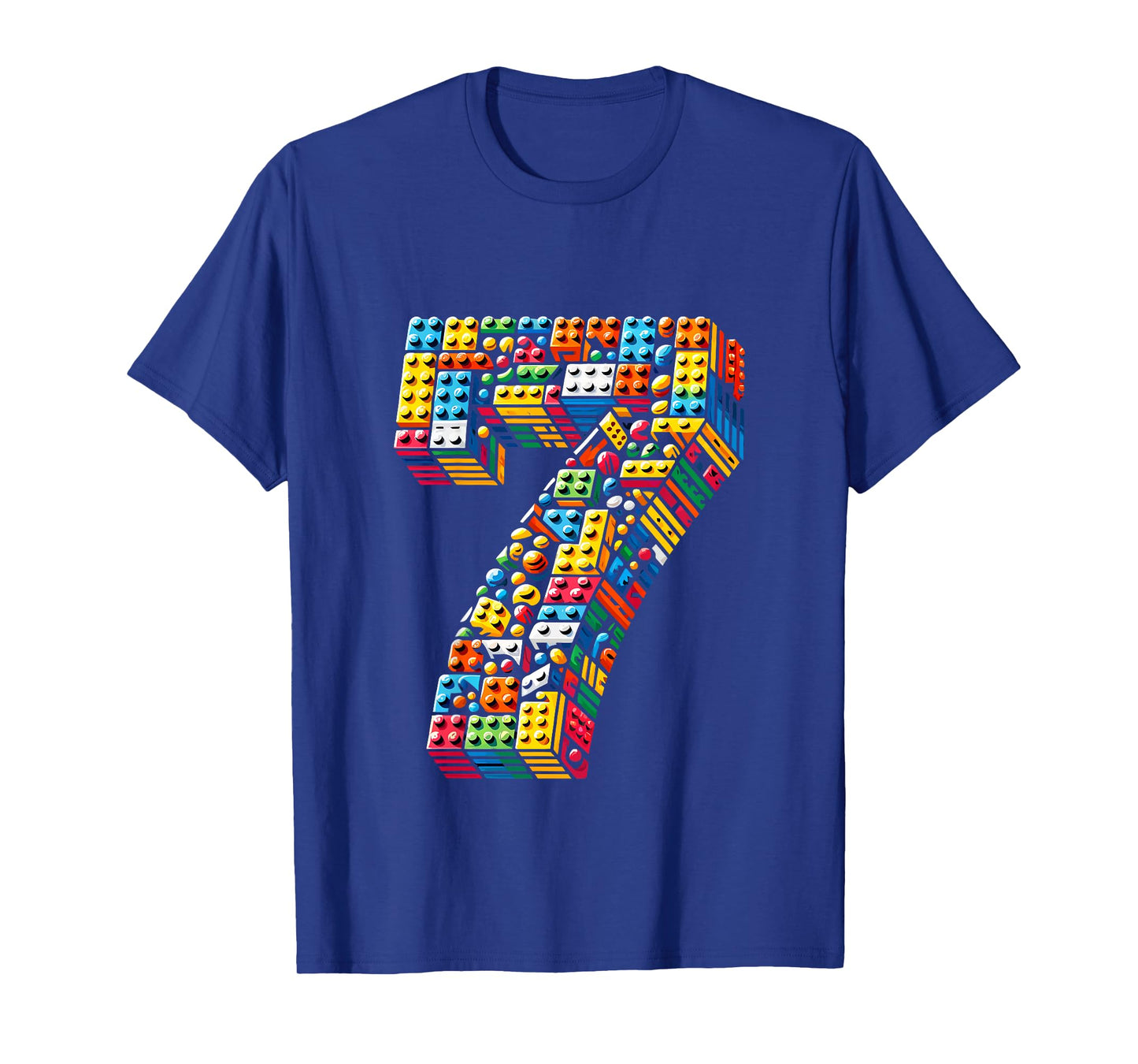 Kids 7 Year Old Blocks Building Master Builder 7th Birthday Boy T-Shirt