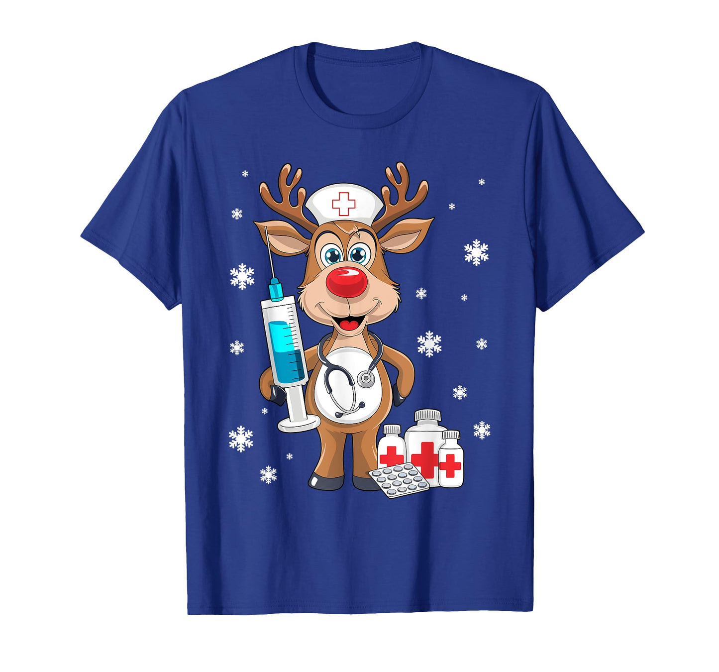 Christmas Nurse Reindeer Funny Xmas Nursing Scrub Women T-Shirt