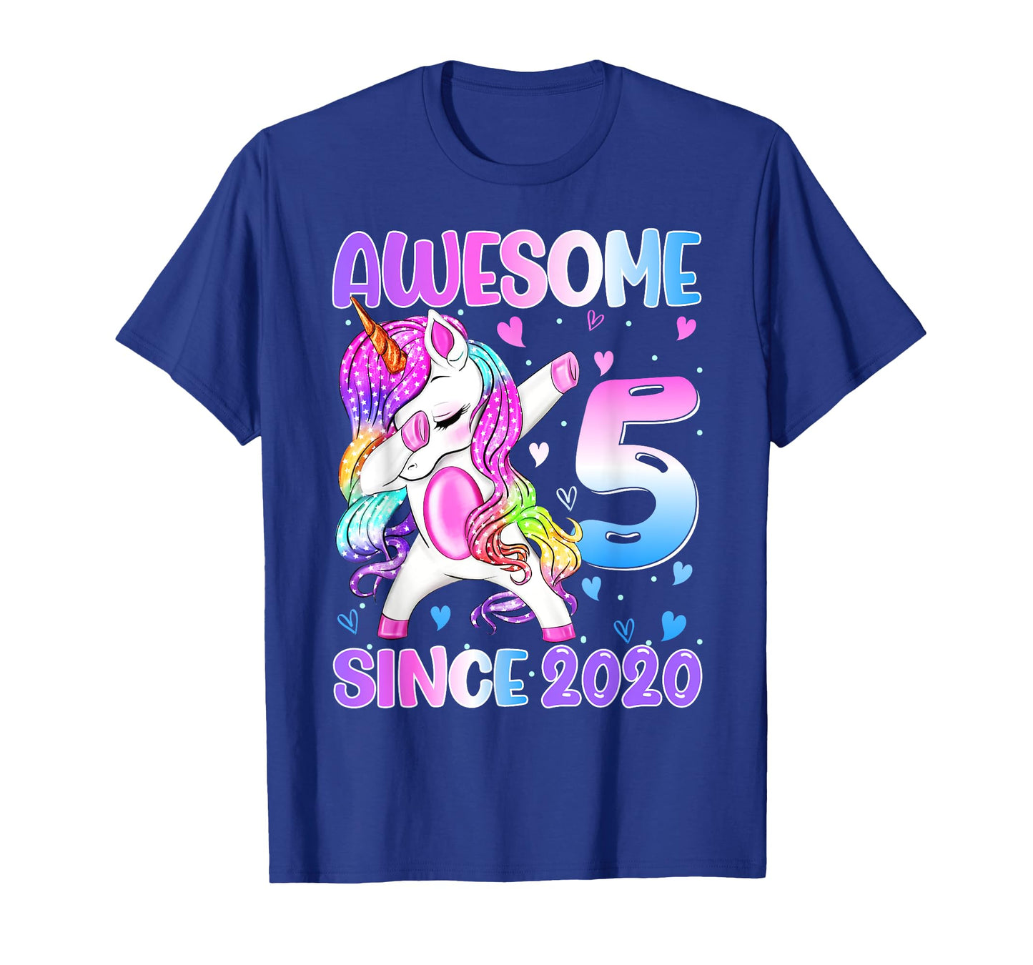 Awesome Since 2020 Dabbing Unicorn 5th Birthday Girls T-Shirt
