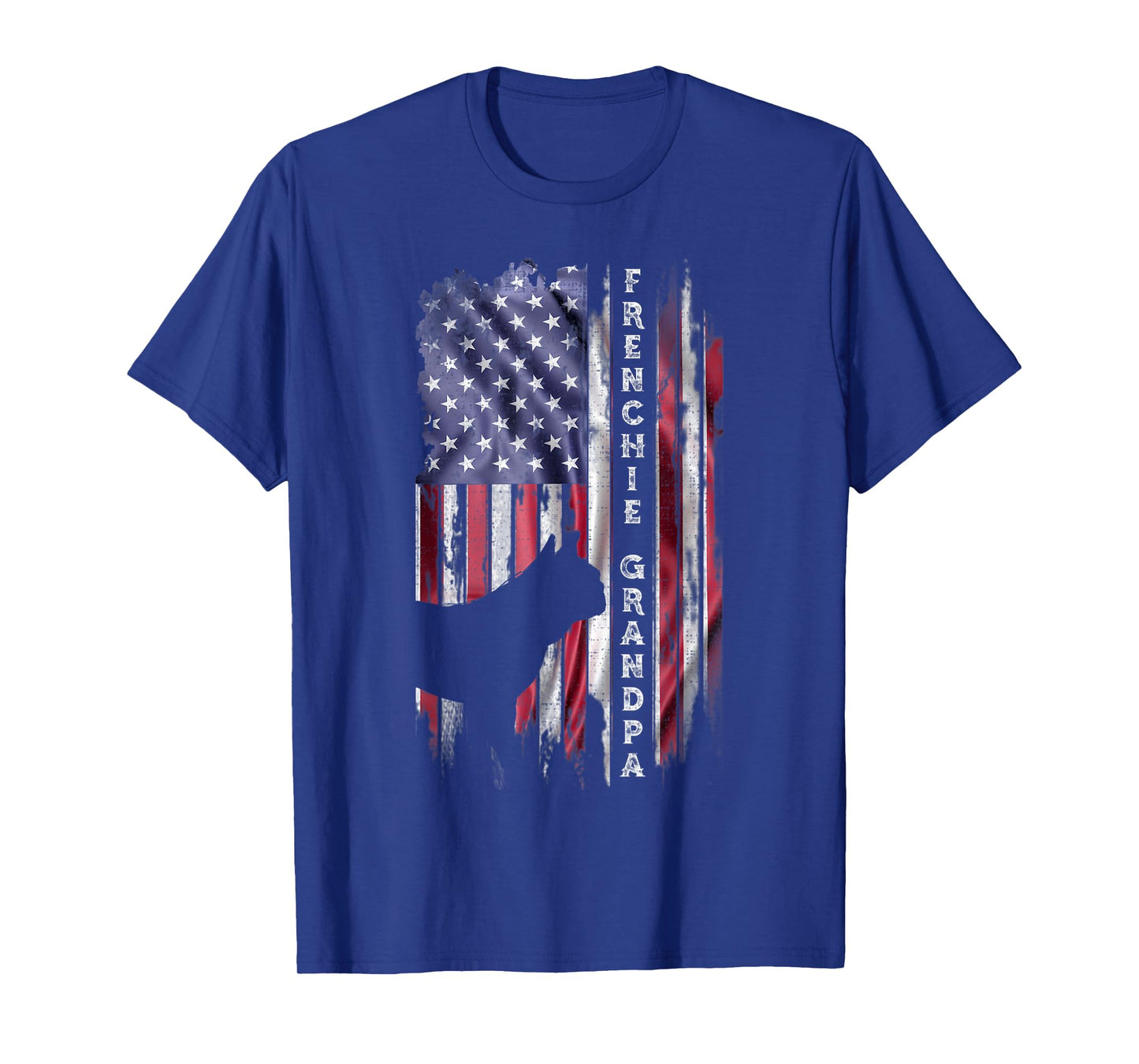 USA Flag Proud French Bulldog Grandpa Frenchie Silhouette T-Shirt