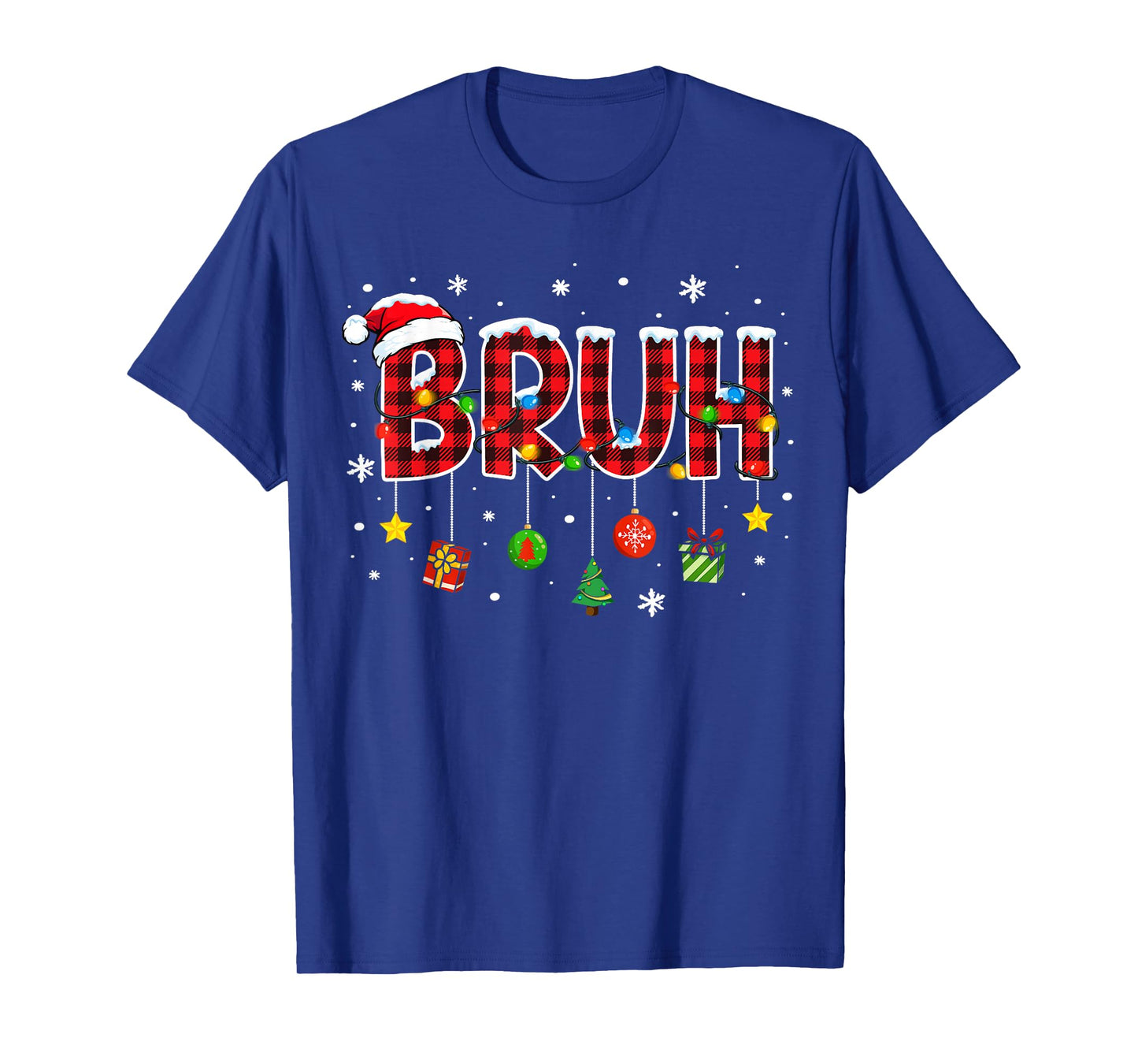 Bruh Funny Christmas Plaid Teens Boys Kids Xmas Pajamas T-Shirt