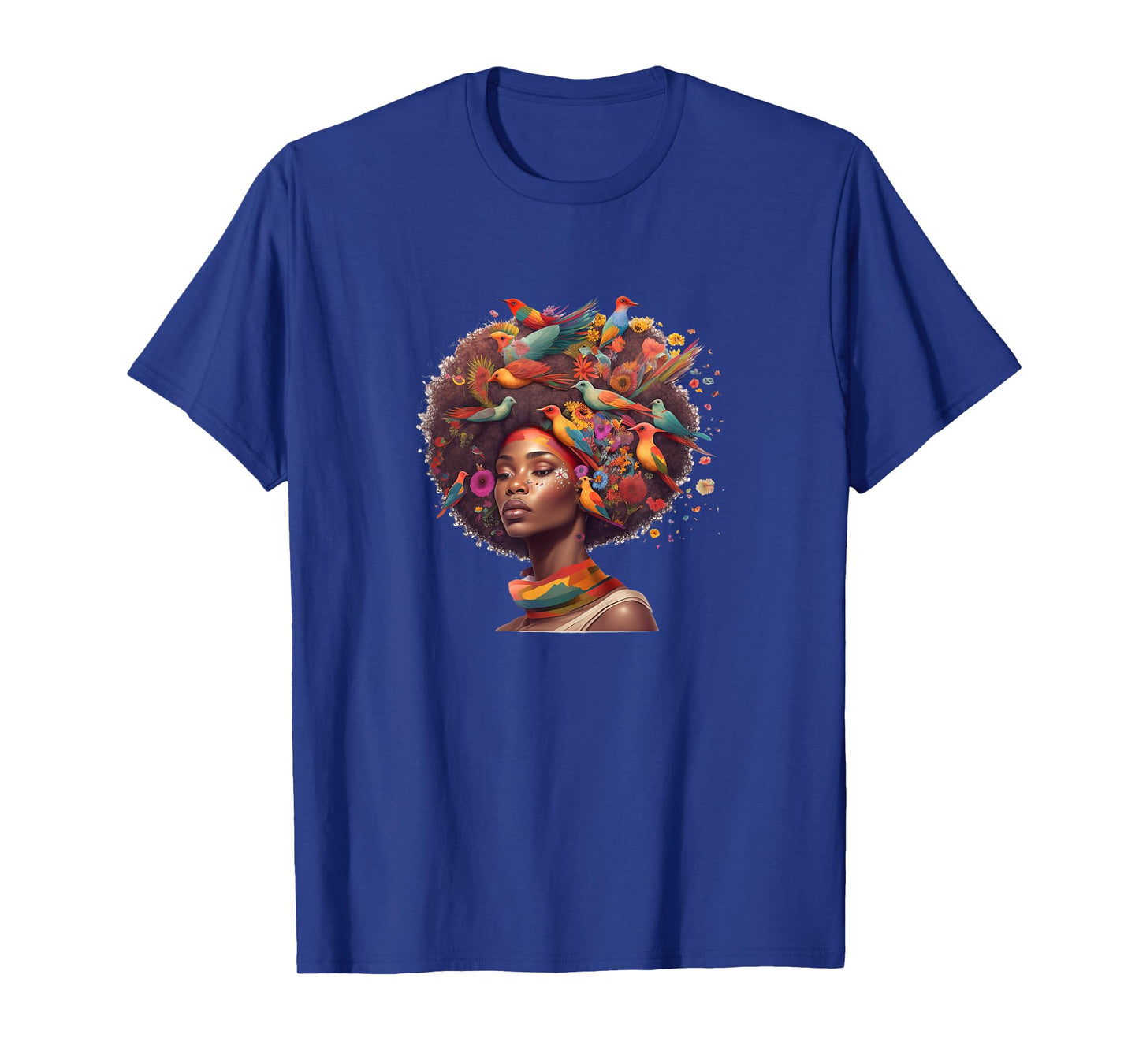 Womens Birds Afro Black Women Art African American T-Shirt