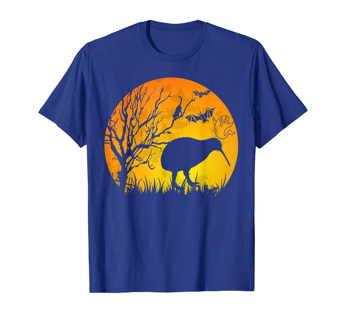 Halloween Kiwi Bird With Moon Bats Cat Halloween Costume T-Shirt