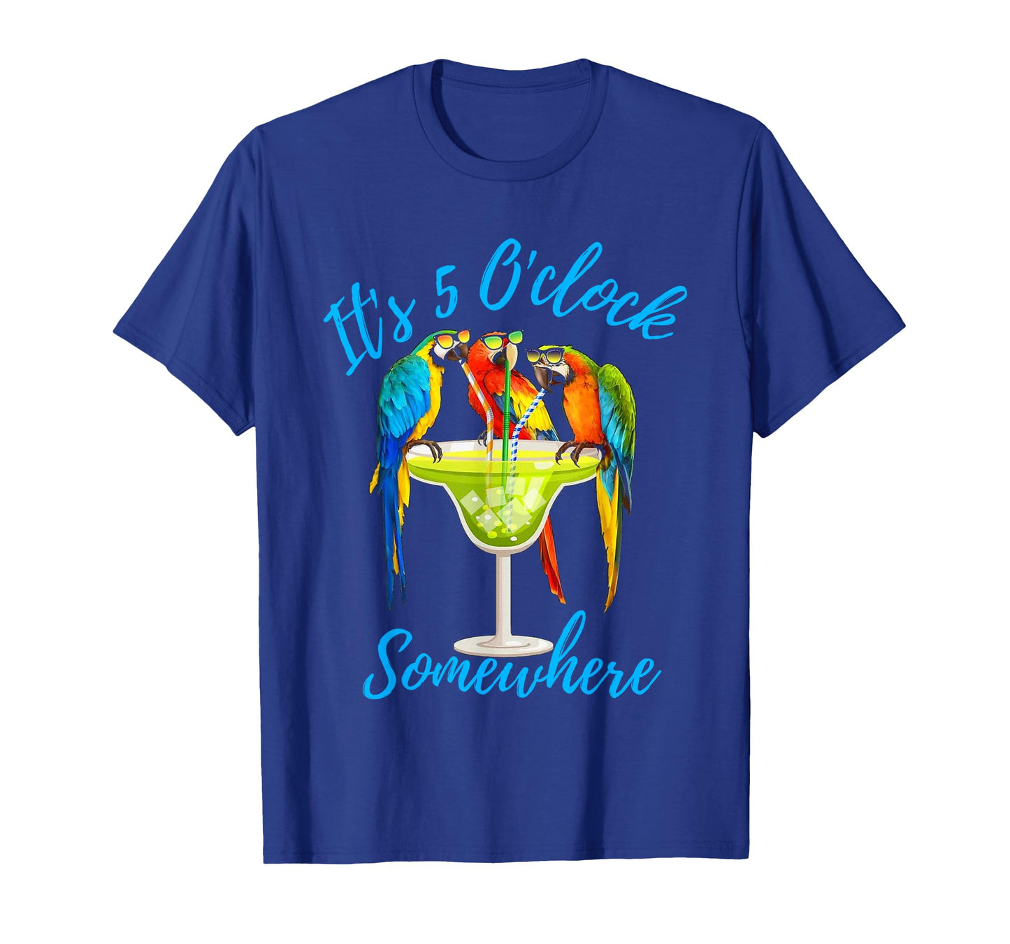 It's 5 O'clock Somewhere Funny Parrot Summer Beach Vacation T-Shirt for Men Women