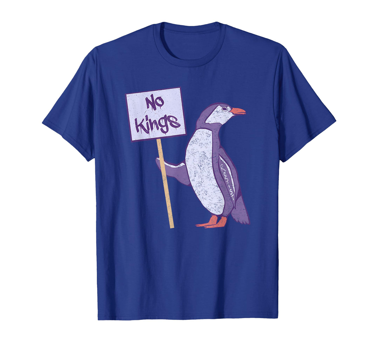 Funny Heard Island Penguins No Kings In America Purple T-Shirt