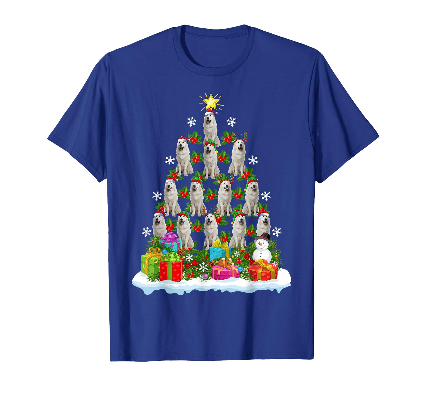Xmas Decoration Santa Great Pyrenees Dog Christmas Tree Men Women Kids T-Shirt
