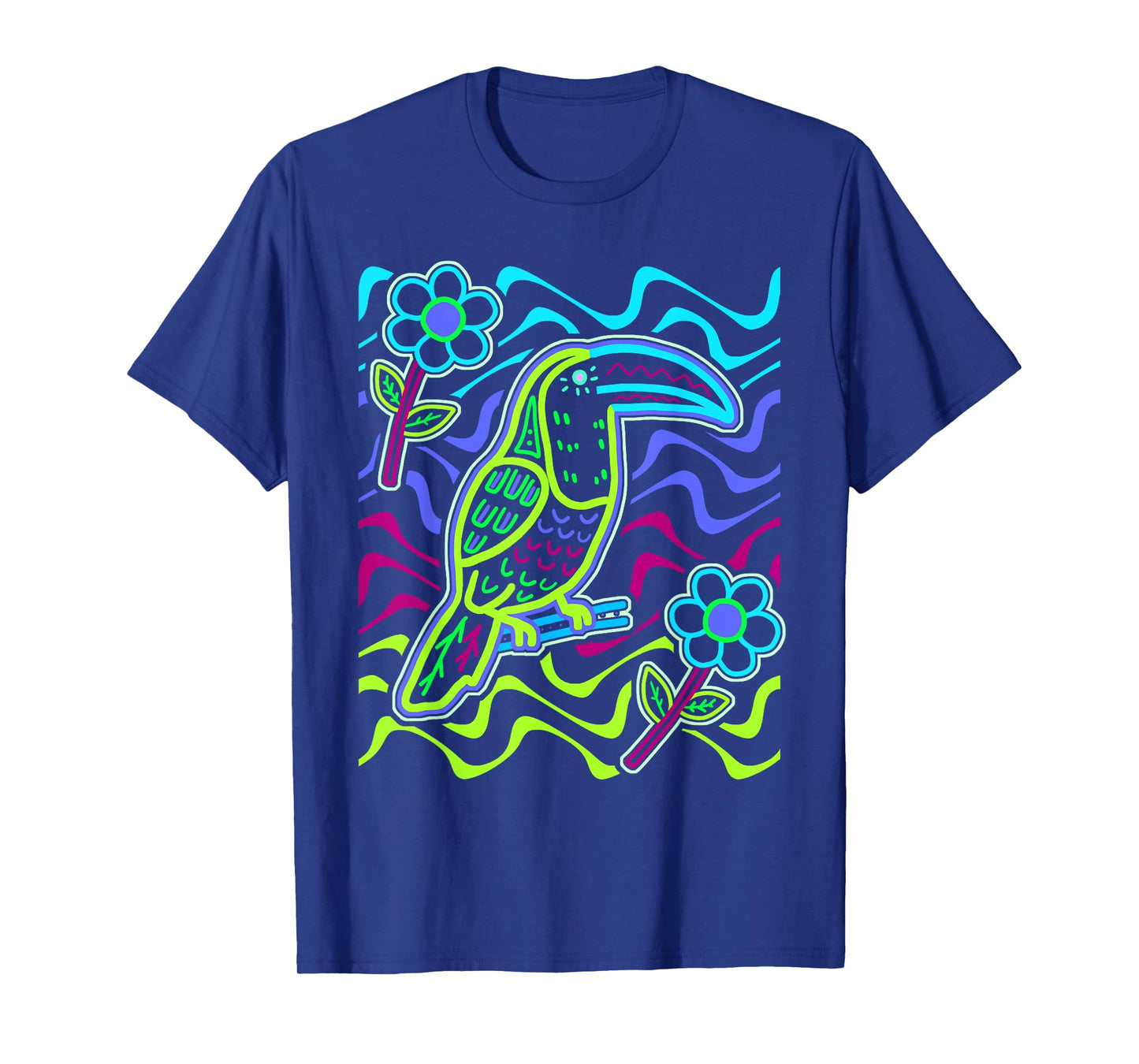 Toucan Bird Aracari Toucanet Mola Art by Panama Kuna Tribe T-Shirt