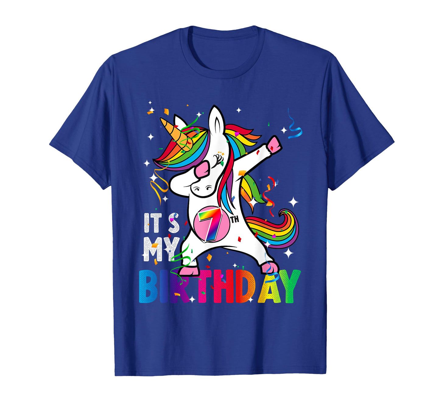 7 Years Old Girl Kid 7th Birthday Gift Dabbing Unicorn T-Shirt