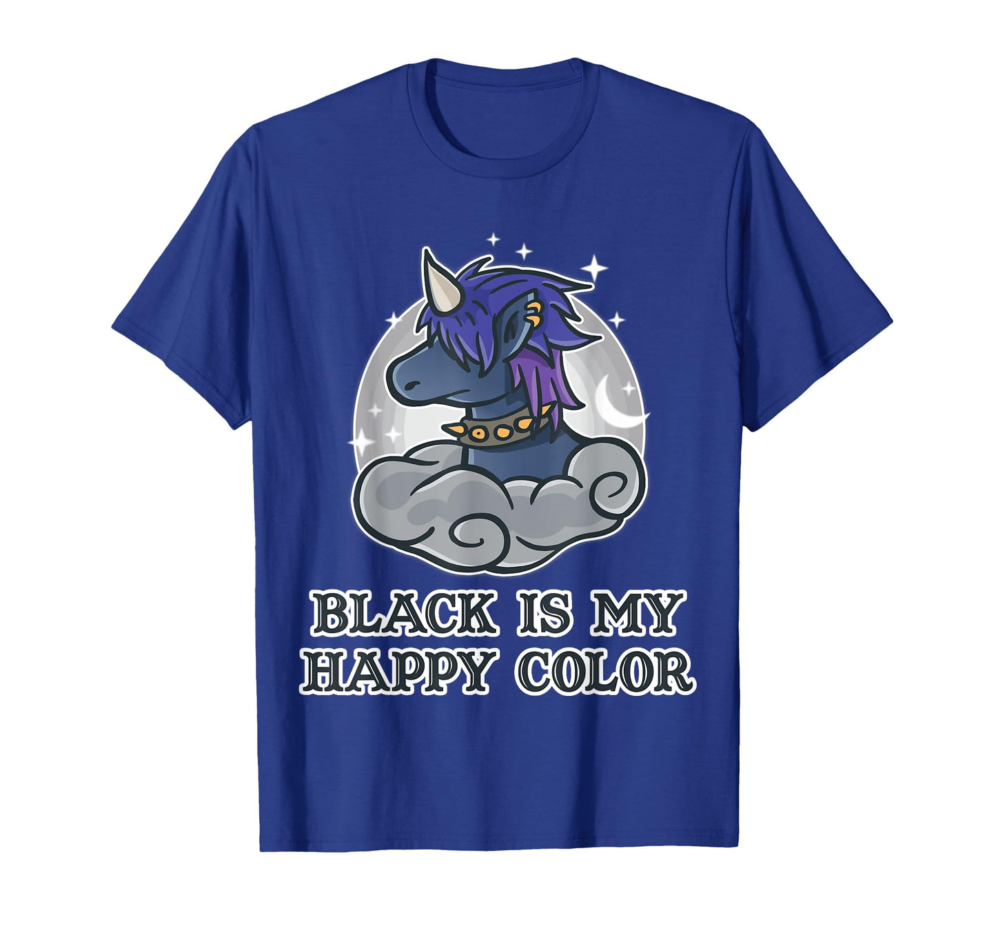 Black Is My Happy Colour Kawaii Pastel Goth Unicorn Nerd T-Shirt
