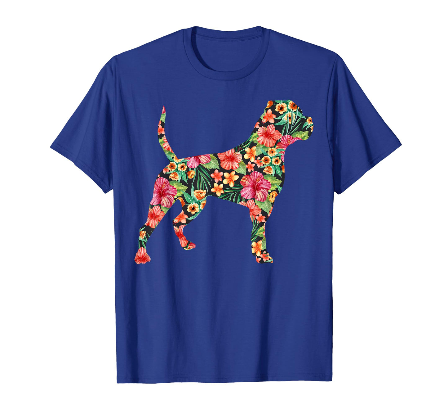 American Bulldog Flower Funny Dog Silhouette Floral Gifts T-Shirt for Men Women Kids