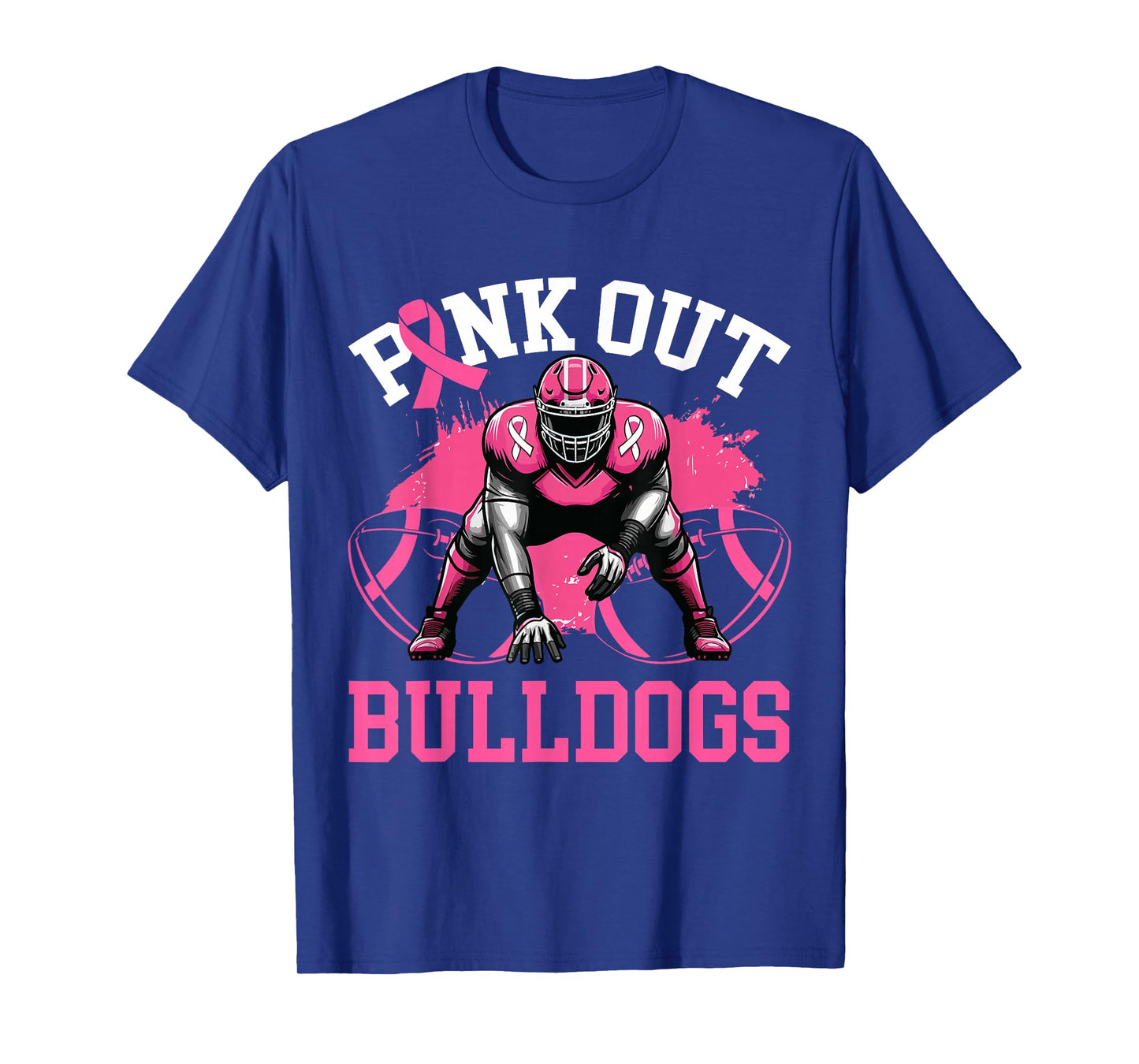 Bulldog Pink Out Football Tackle Breast Cancer Awareness T-Shirt