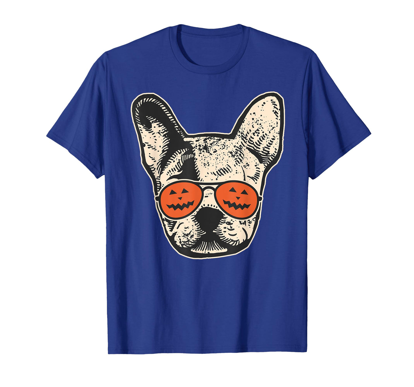 Frenchie in Pumpkin Sunglasses - French Bulldog Halloween T-Shirt