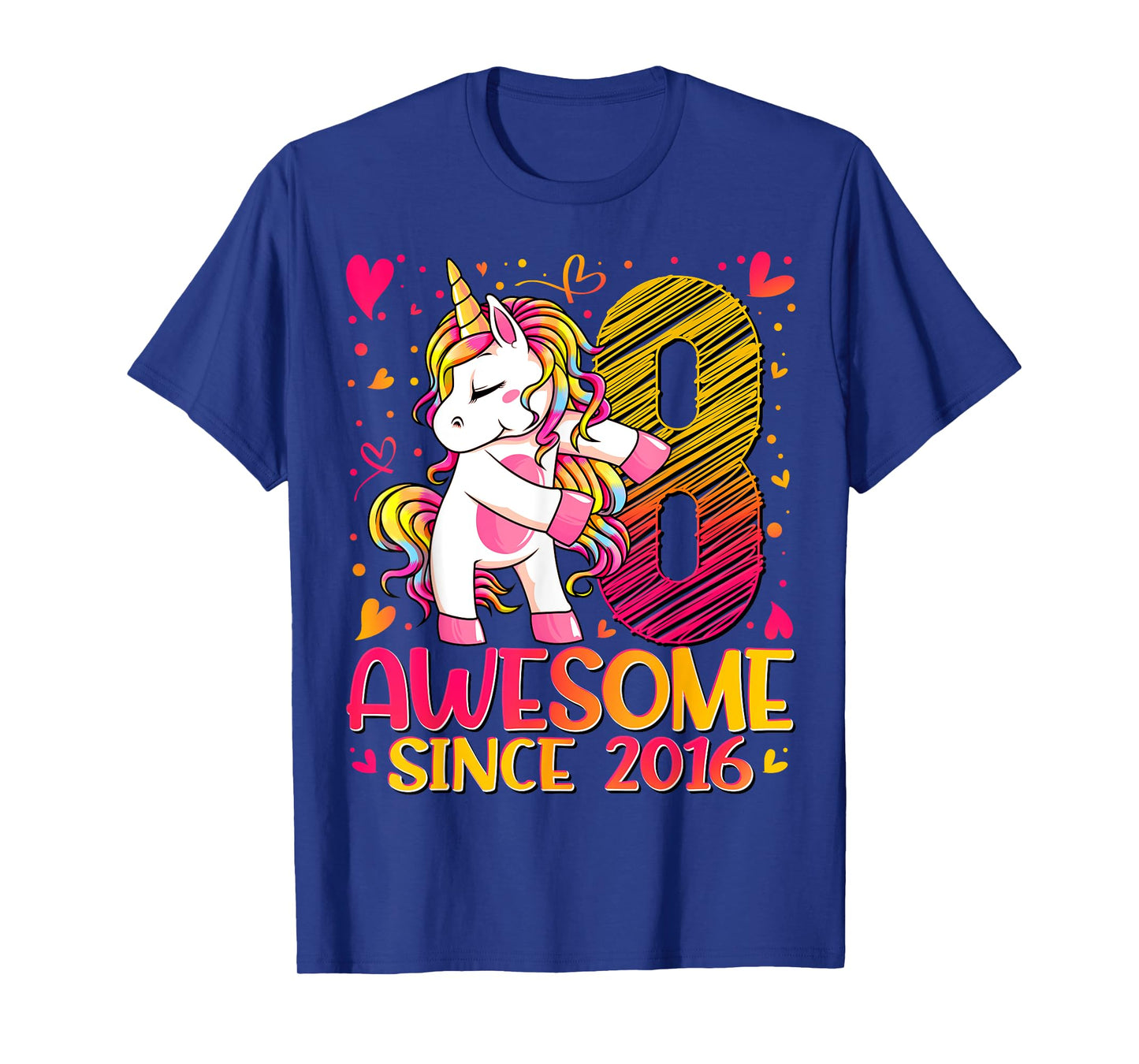 8 Years Old Flossing Unicorn Gifts 8th Birthday Girl Party T-Shirt