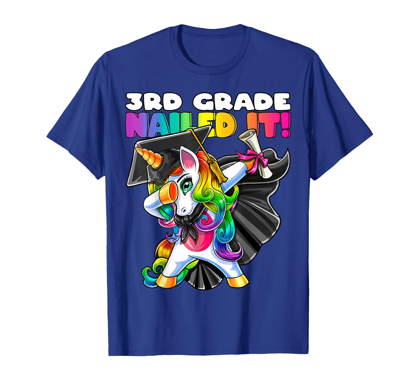 Dabbing Unicorn 3rd Grade Graduation Cap Gown Gift Girls T-Shirt