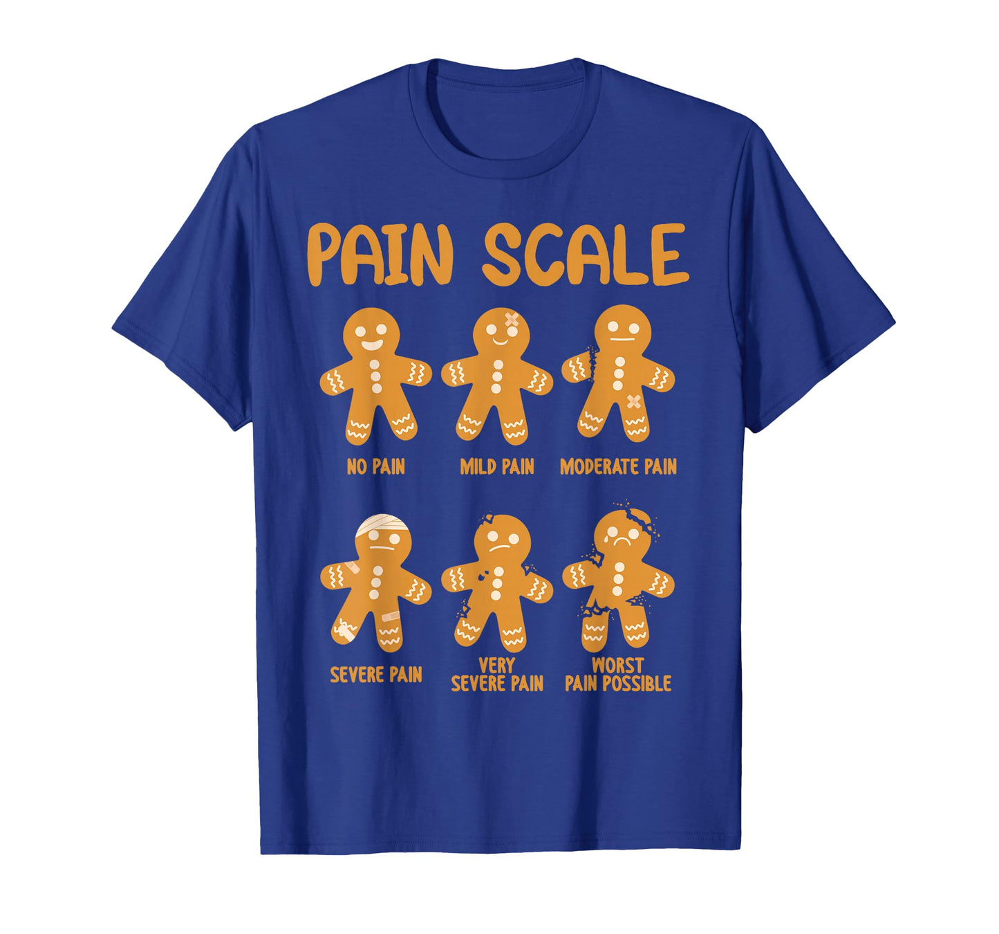 Nurse Christmas Pain Scale Assessment RN ER Gingerbread Man T-Shirt