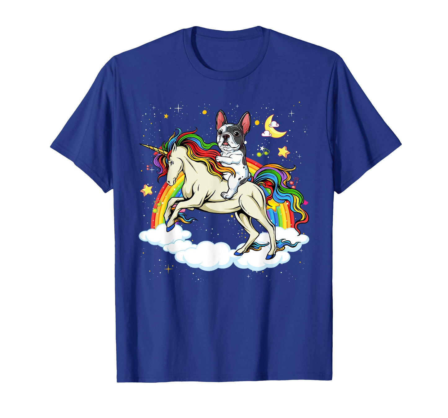 Boston Terrier Riding Unicorn Gifts Boys Girls Kids Rainbow T-Shirt