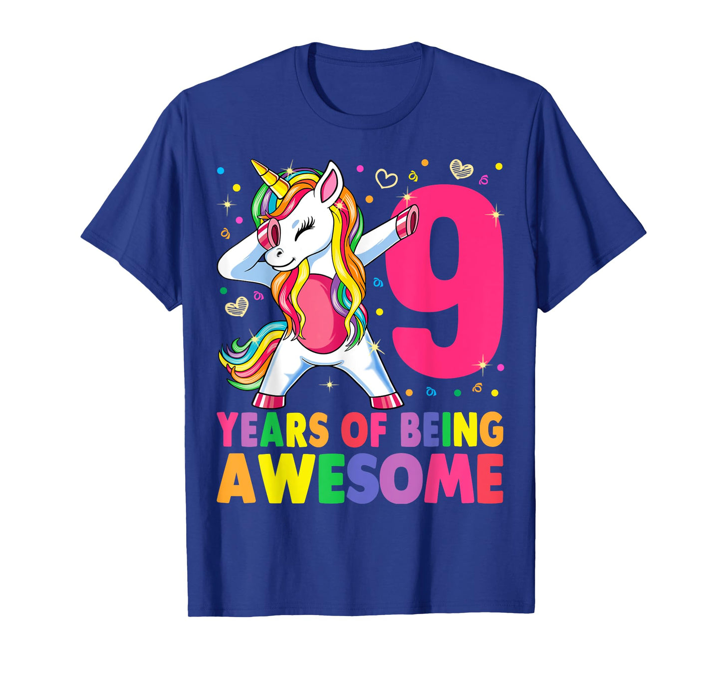 9 Years Old Unicorn Dabbing 9th Birthday Girl Unicorn Party T-Shirt
