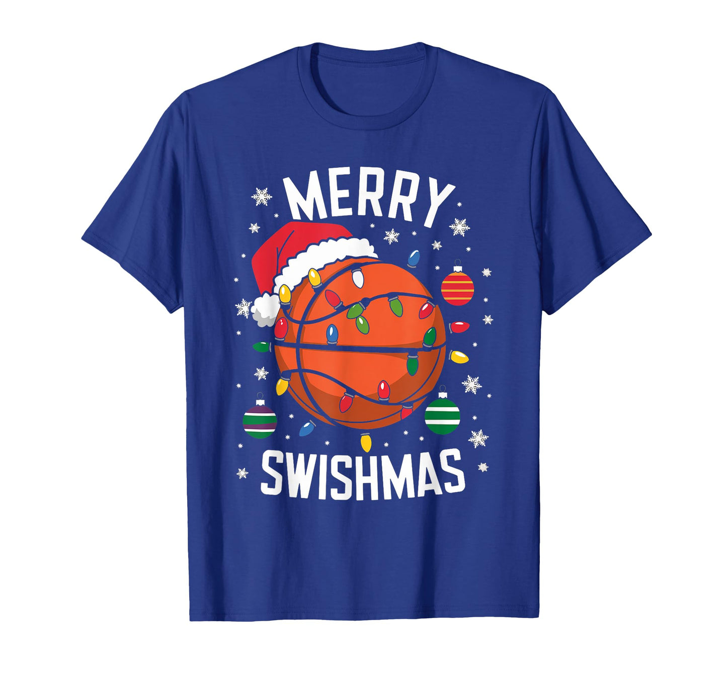 Merry Swishmas Christmas Xmas Basketball Boys Kids Men T-Shirt