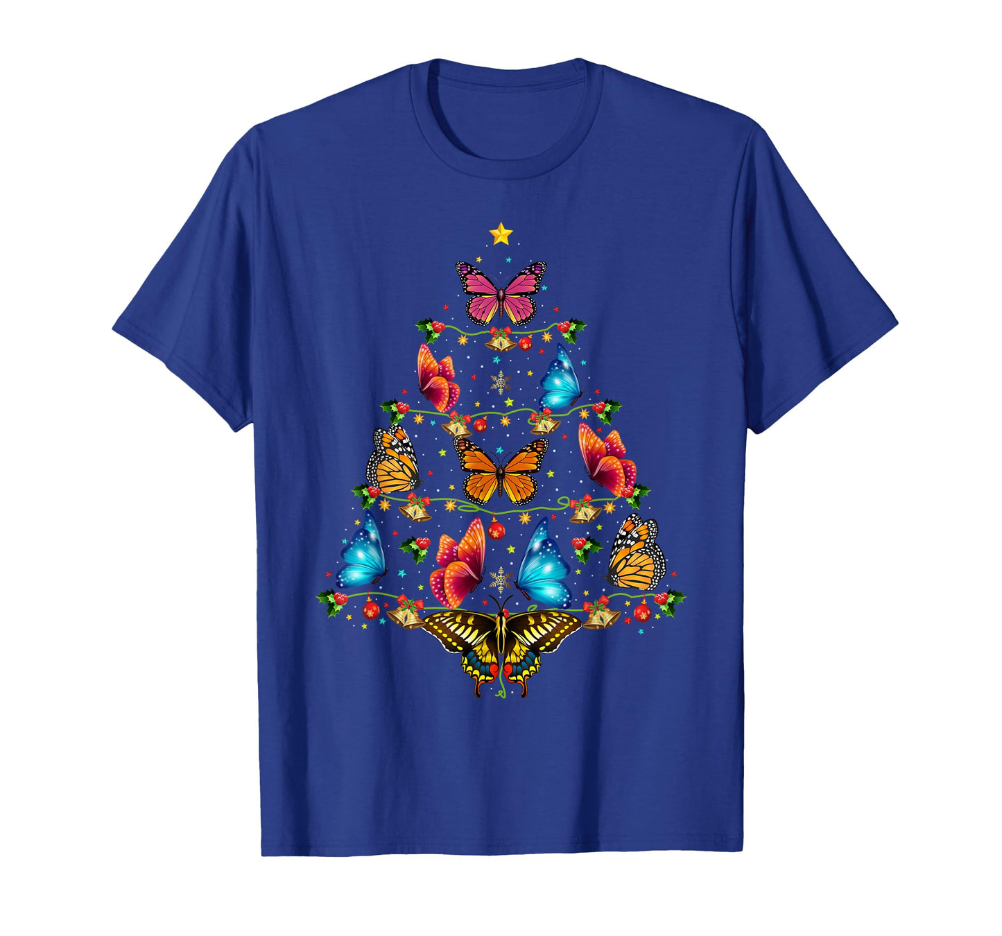 Butterfly Bird Lover Xmas Gift Butterfly Christmas Tree T-Shirt
