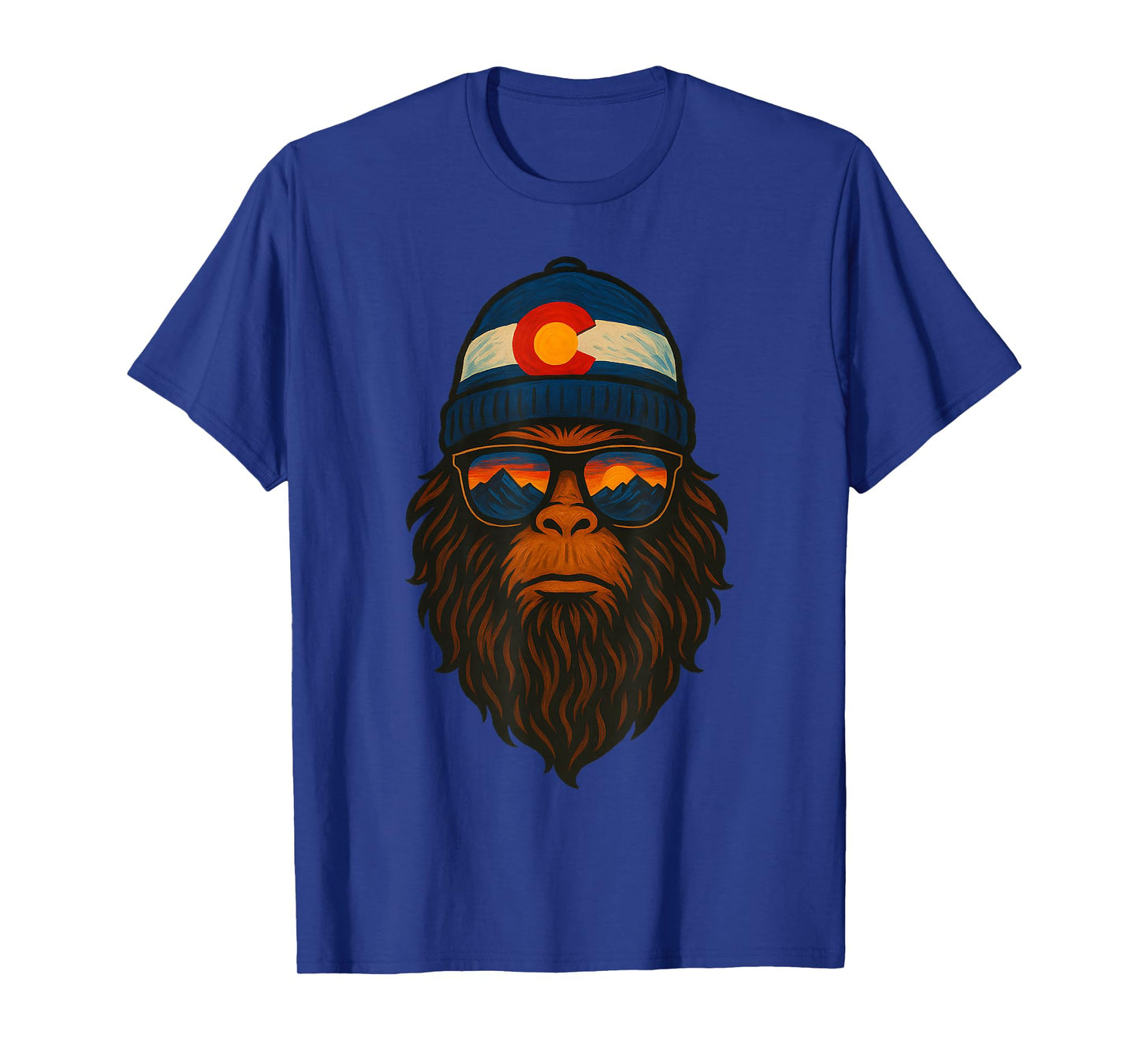 Colorado Sasquatch Beanie Sunset Mountain Bigfoot Art Retro T-Shirt
