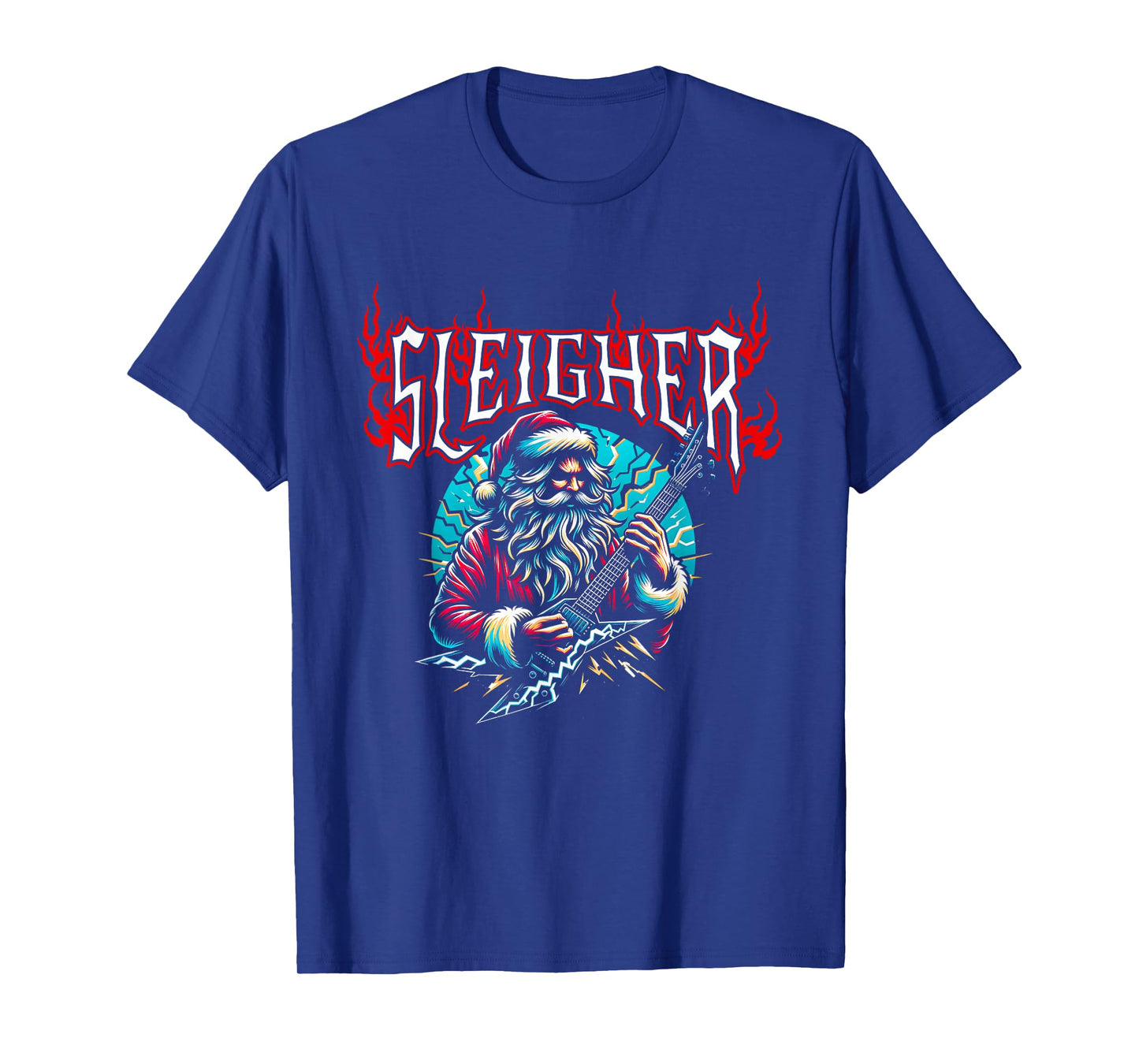 Sleigher Santa Funny Christmas Heavy Metal Music Men Women T-Shirt
