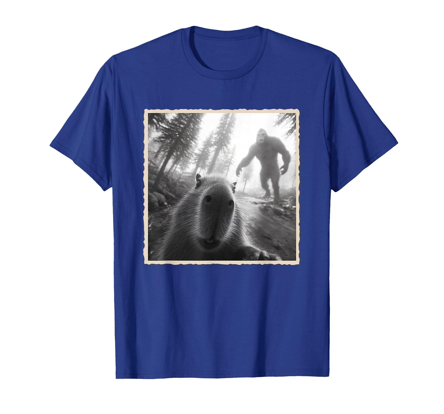 Capybara Scared Selfie With Bigfoot & Funny Sasquatch T-Shirt