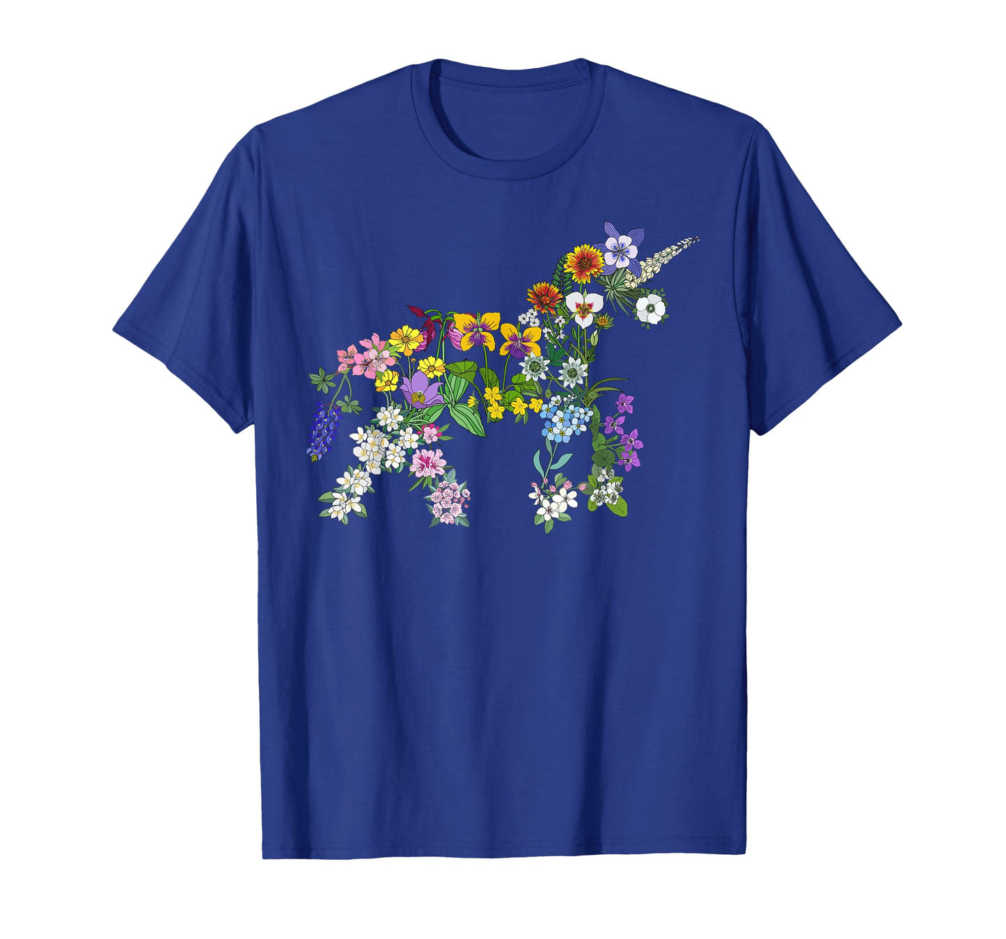 Floral Unicorn Wildflowers Flower Unicorn Shape Graphic Tee T-Shirt