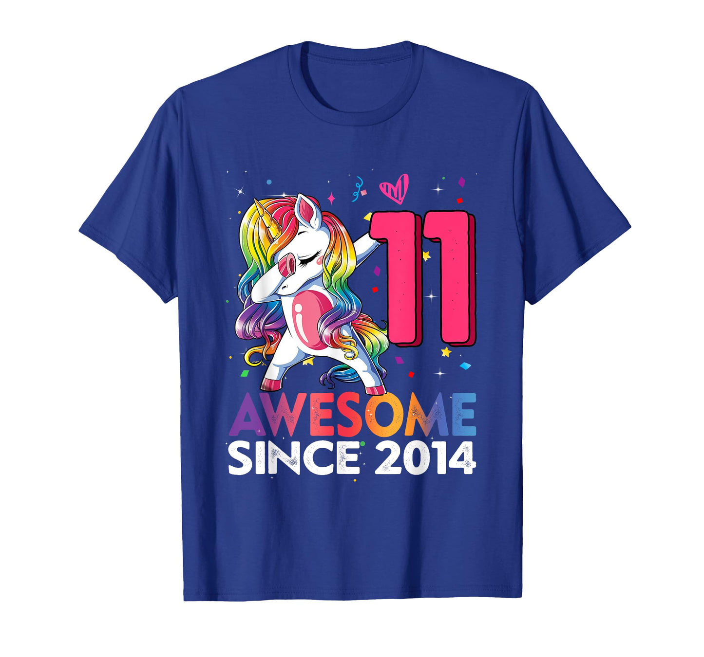 11th Birthday Awesome Since 2014 11 Years Old Unicorn Girls T-Shirt